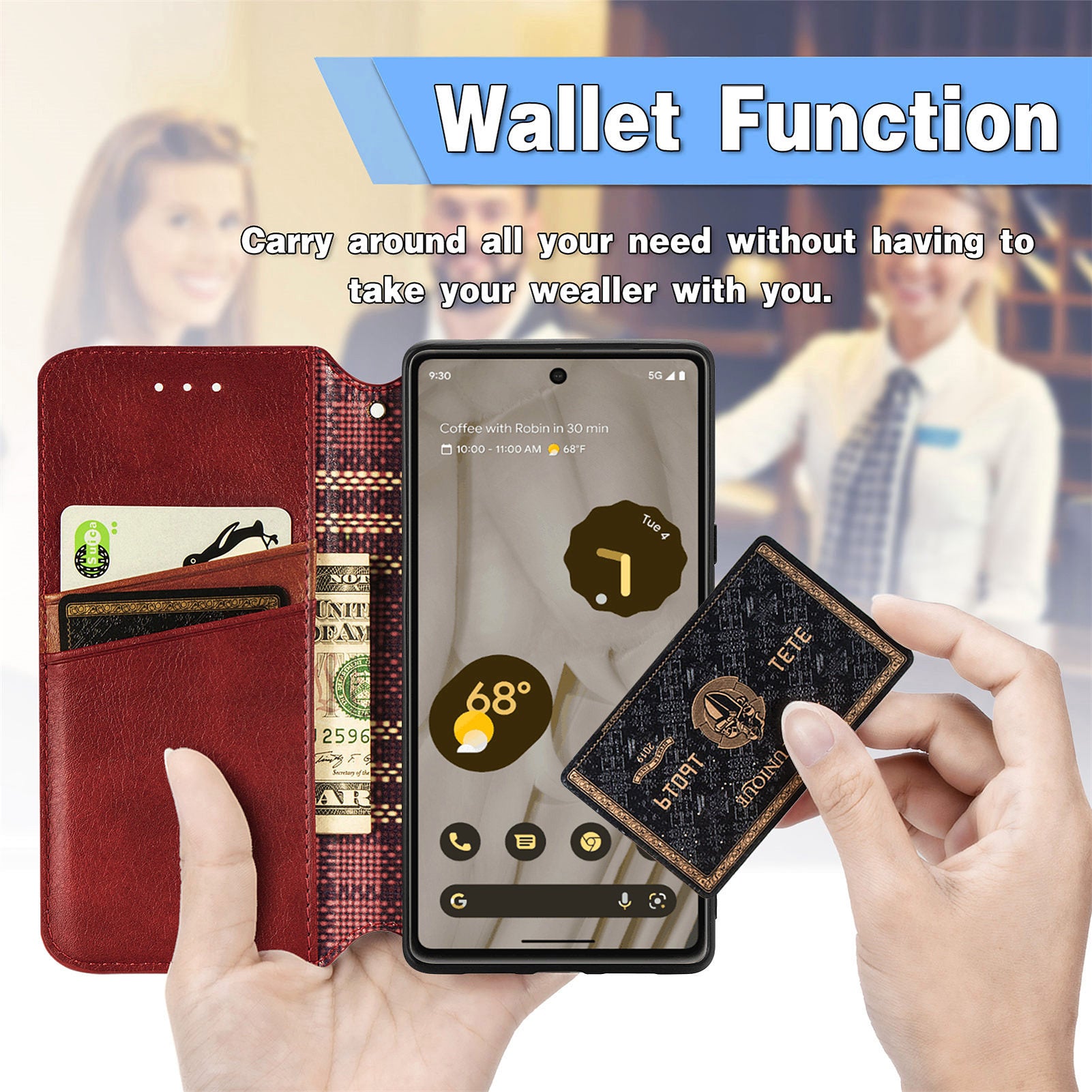 Flip Leather Phone Case For Google Pixel 7a Magnetic Auto-Absorbed Imprinting Rhombus Shockproof Phone Cover with Stand Wallet