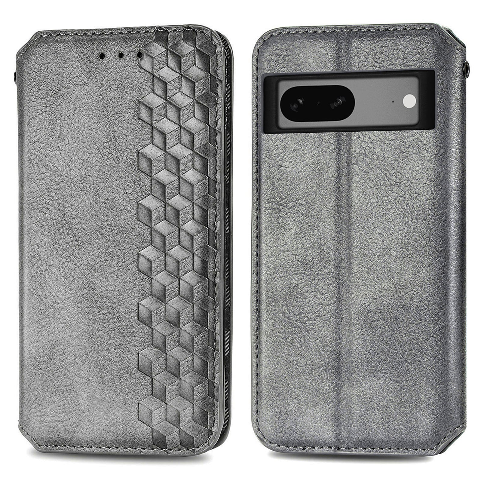 Flip Leather Phone Case For Google Pixel 7a Magnetic Auto-Absorbed Imprinting Rhombus Shockproof Phone Cover with Stand Wallet