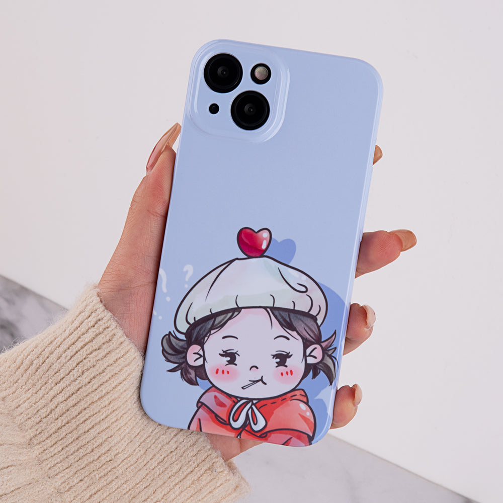 Protective Phone Cover For iPhone 14 Anti-fall Boy and Girl Pattern PC Mobile Phone Case for Couples