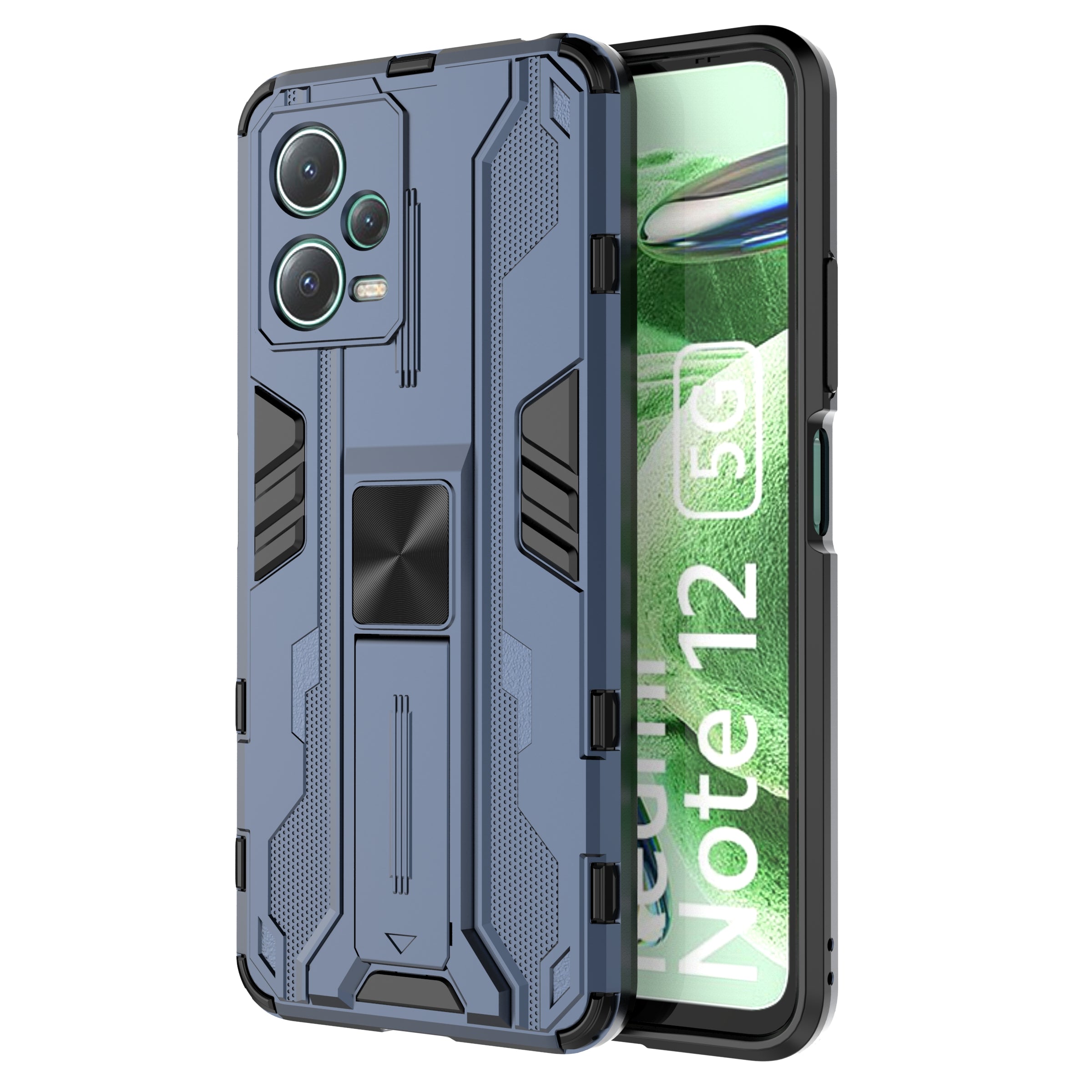 Anti-fall Phone Cover For Xiaomi Redmi Note 12 5G (India) Poco X5 5G Hard PC Soft TPU Protective Phone Case Kickstand