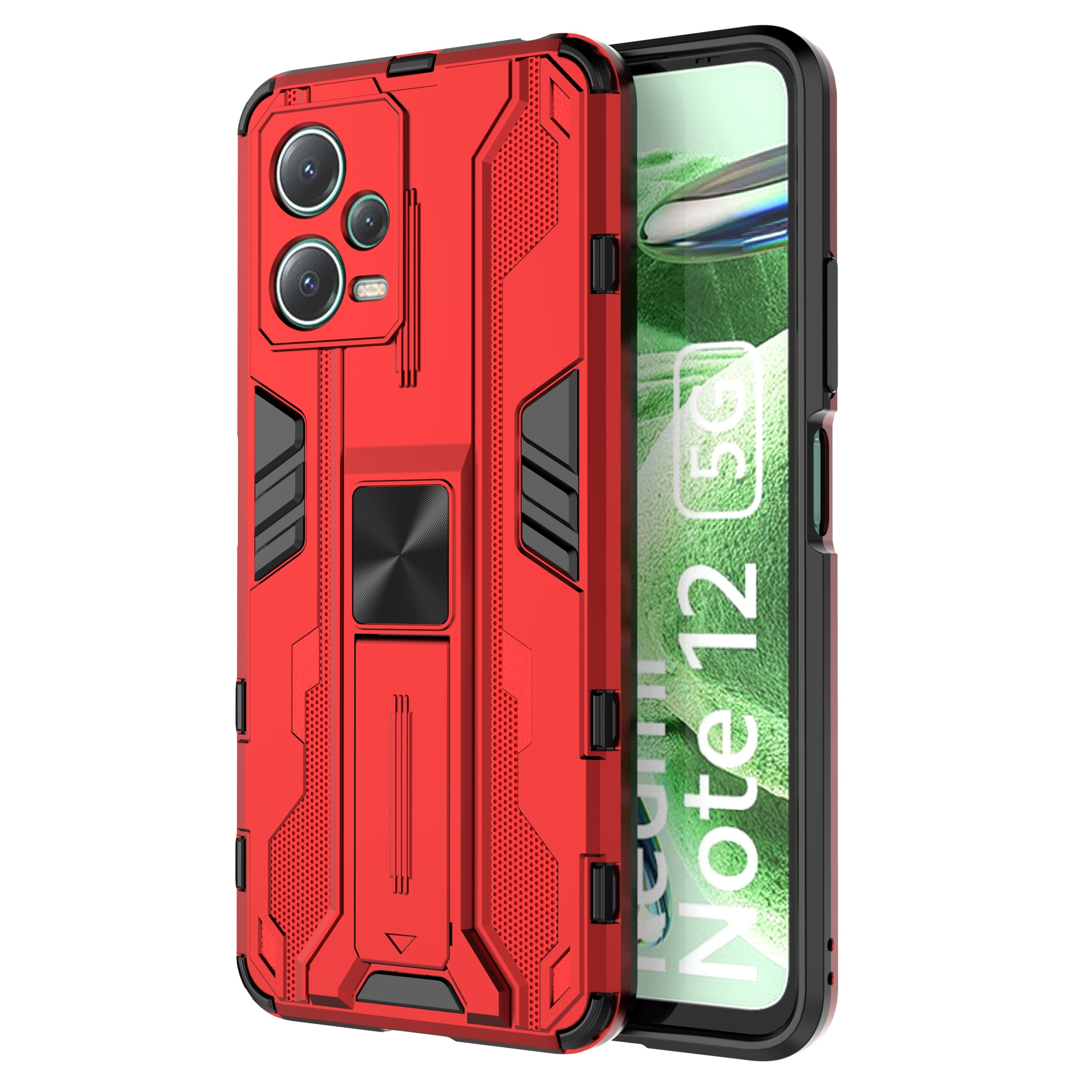 Anti-fall Phone Cover For Xiaomi Redmi Note 12 5G (India) Poco X5 5G Hard PC Soft TPU Protective Phone Case Kickstand