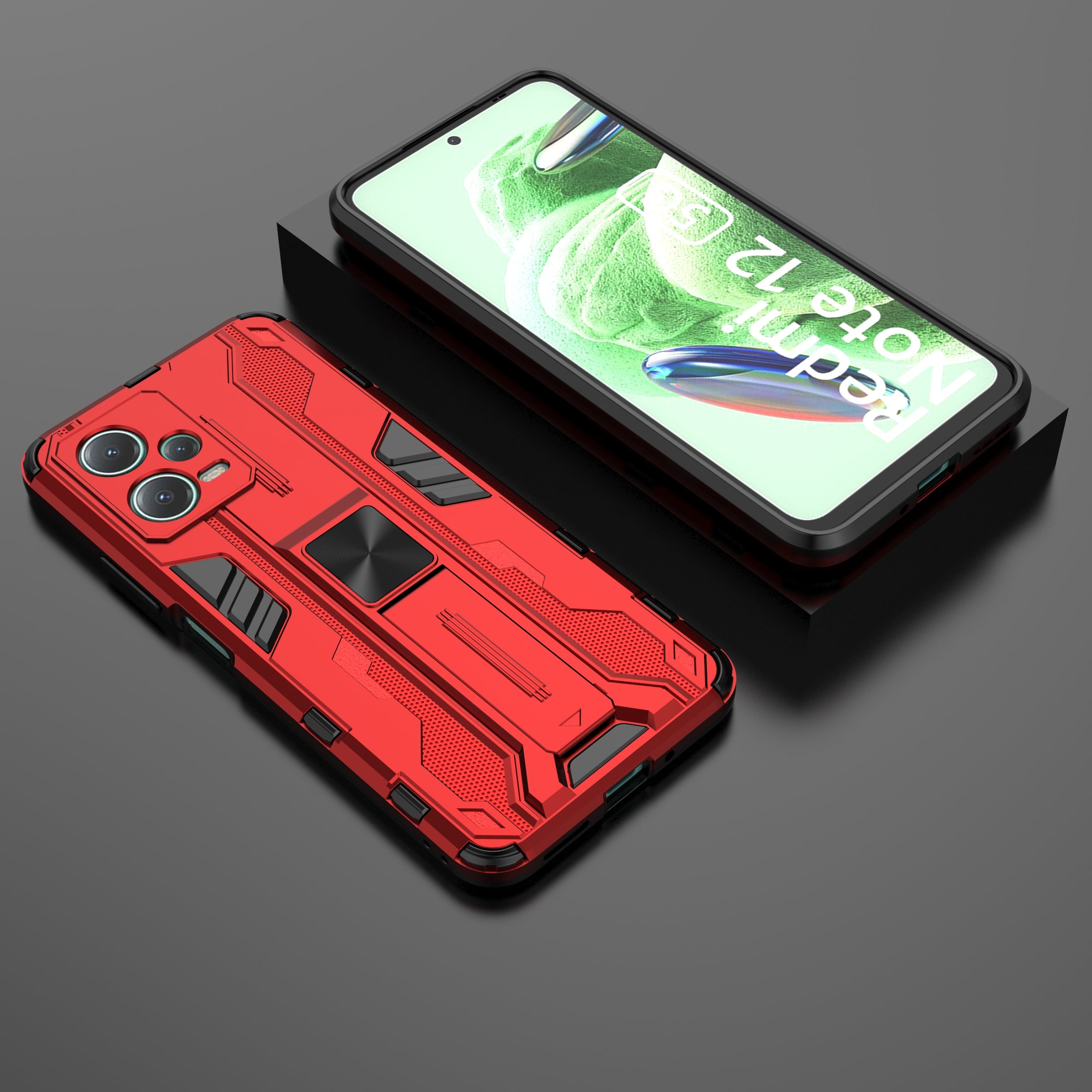 Anti-fall Phone Cover For Xiaomi Redmi Note 12 5G (India) Poco X5 5G Hard PC Soft TPU Protective Phone Case Kickstand
