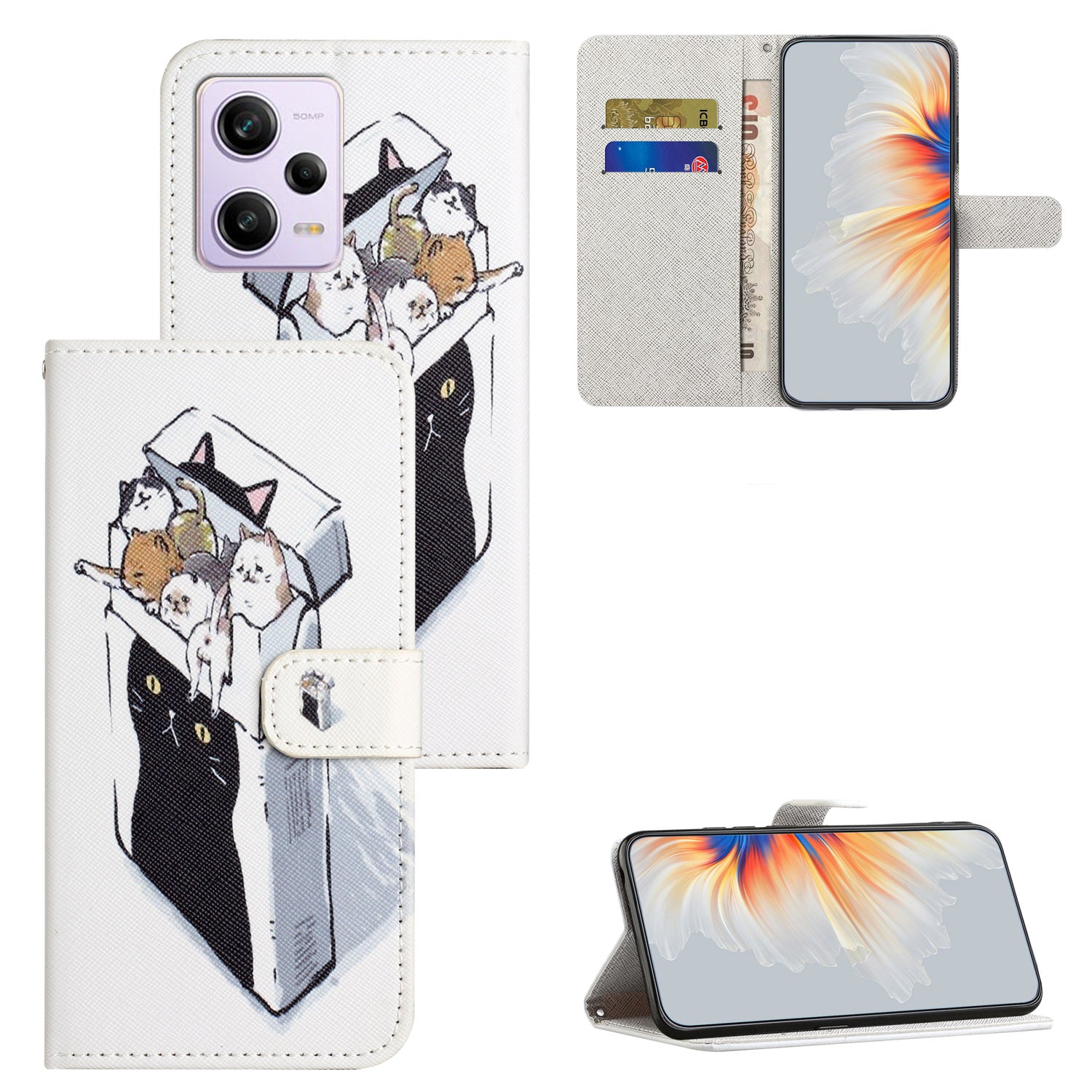 For Xiaomi Redmi Note 12 5G (Global) (India) (China) Poco X5 5G PU Leather Flip Wallet Phone Case 3D Pattern Printing Stand Phone Cover