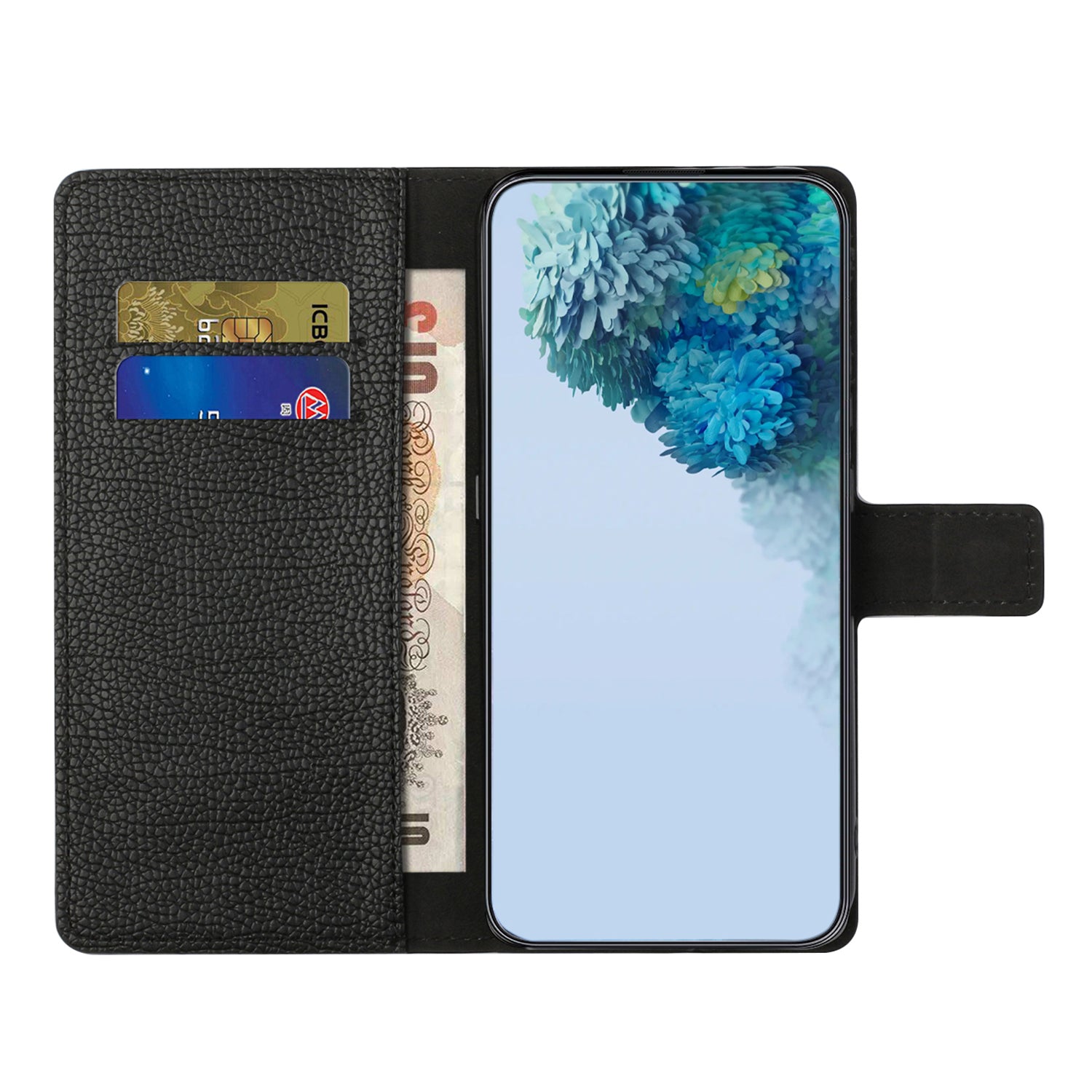 Full Protection Phone Case for Xiaomi Poco X5 5G/Redmi Note 12 5G (Global)/(India)/(China) Litchi Texture PU Leather Cell Phone Cover with Stand Wallet - Black