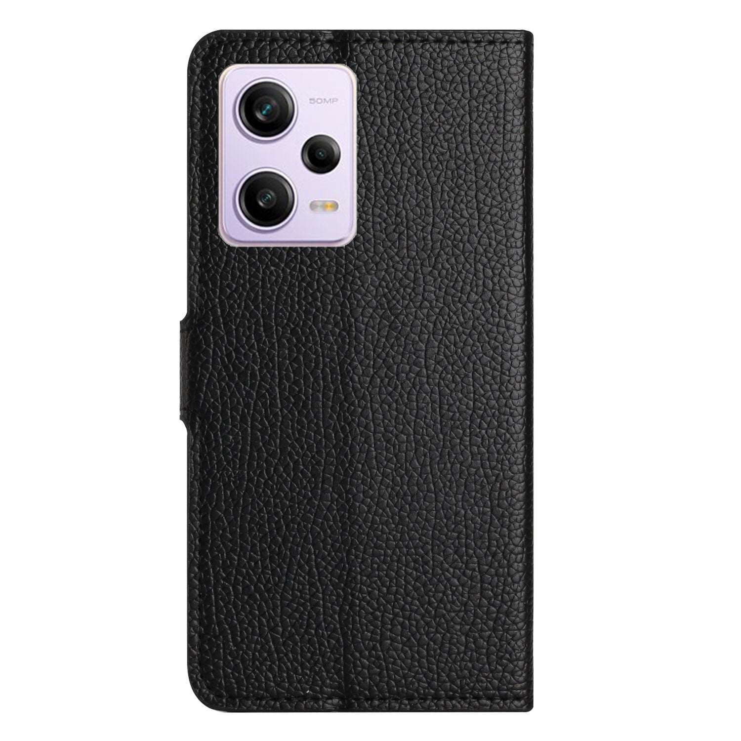 Full Protection Phone Case for Xiaomi Poco X5 5G/Redmi Note 12 5G (Global)/(India)/(China) Litchi Texture PU Leather Cell Phone Cover with Stand Wallet - Black