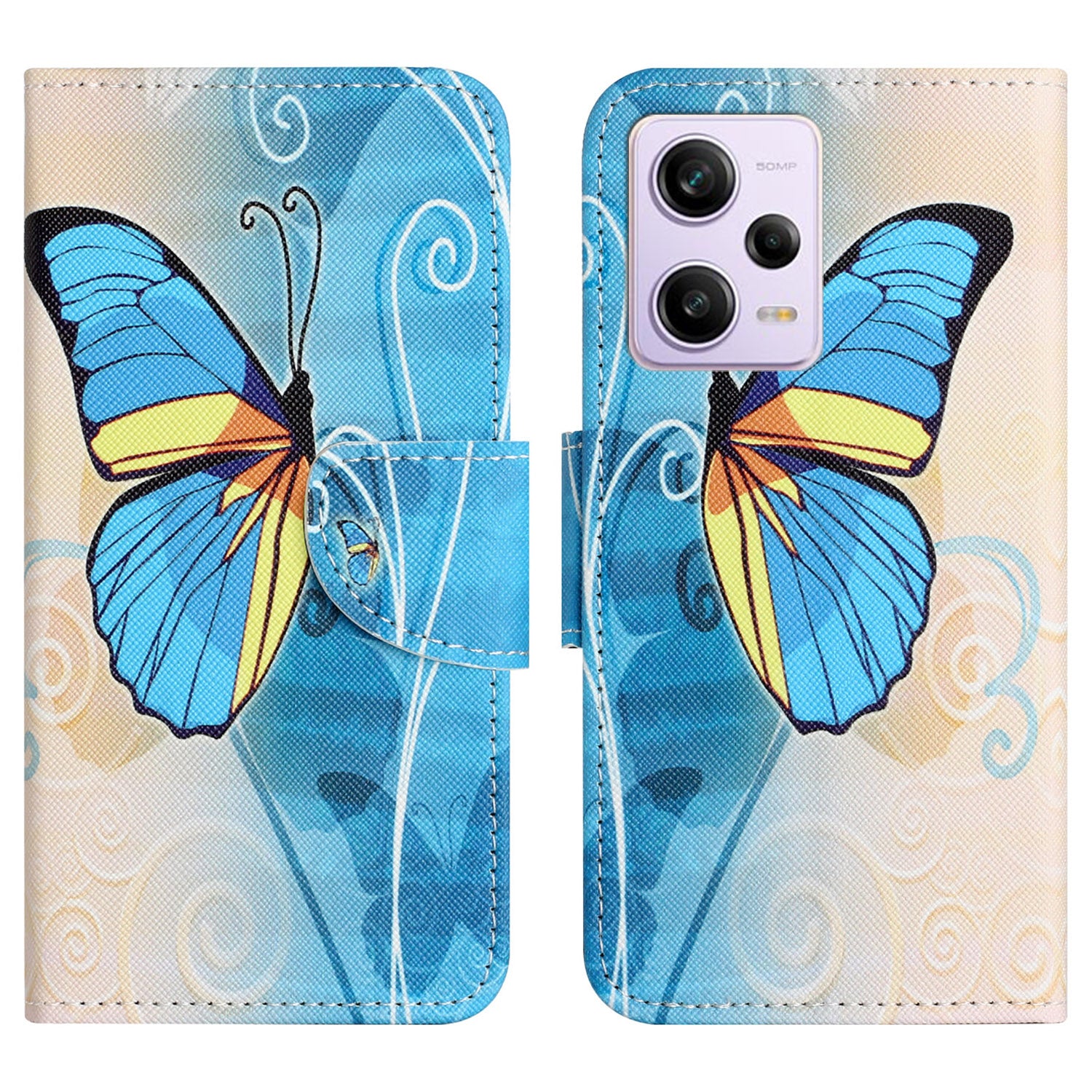 Leather Case for Xiaomi Redmi Note 12 5G (Global) (India) (China) Poco X5 5G Cross Texture Wallet Stand Pattern Printing Phone Cover