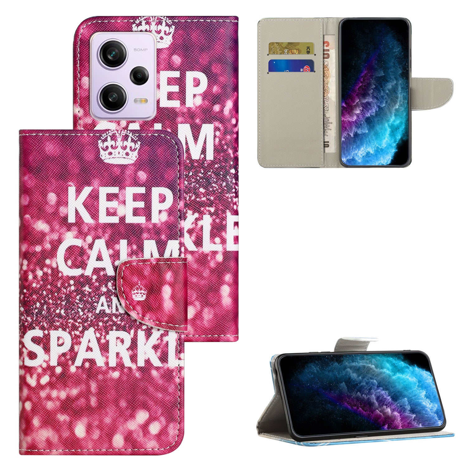 Leather Case for Xiaomi Redmi Note 12 5G (Global) (India) (China) Poco X5 5G Cross Texture Wallet Stand Pattern Printing Phone Cover