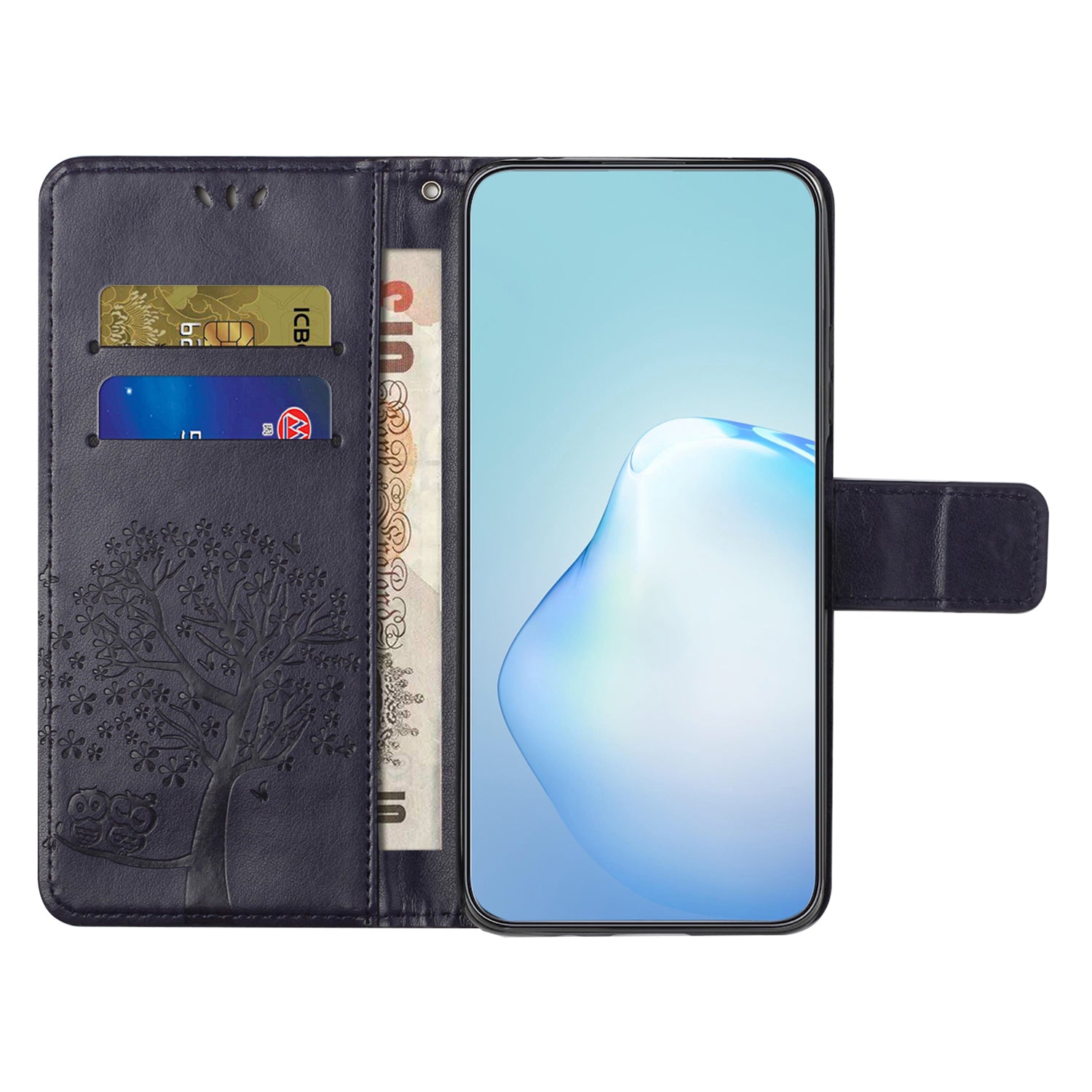 PU Leather Phone Case For Xiaomi Redmi Note 12 Pro 5G Imprinted Owl Tree Pattern Protective Phone Stand Wallet Cover