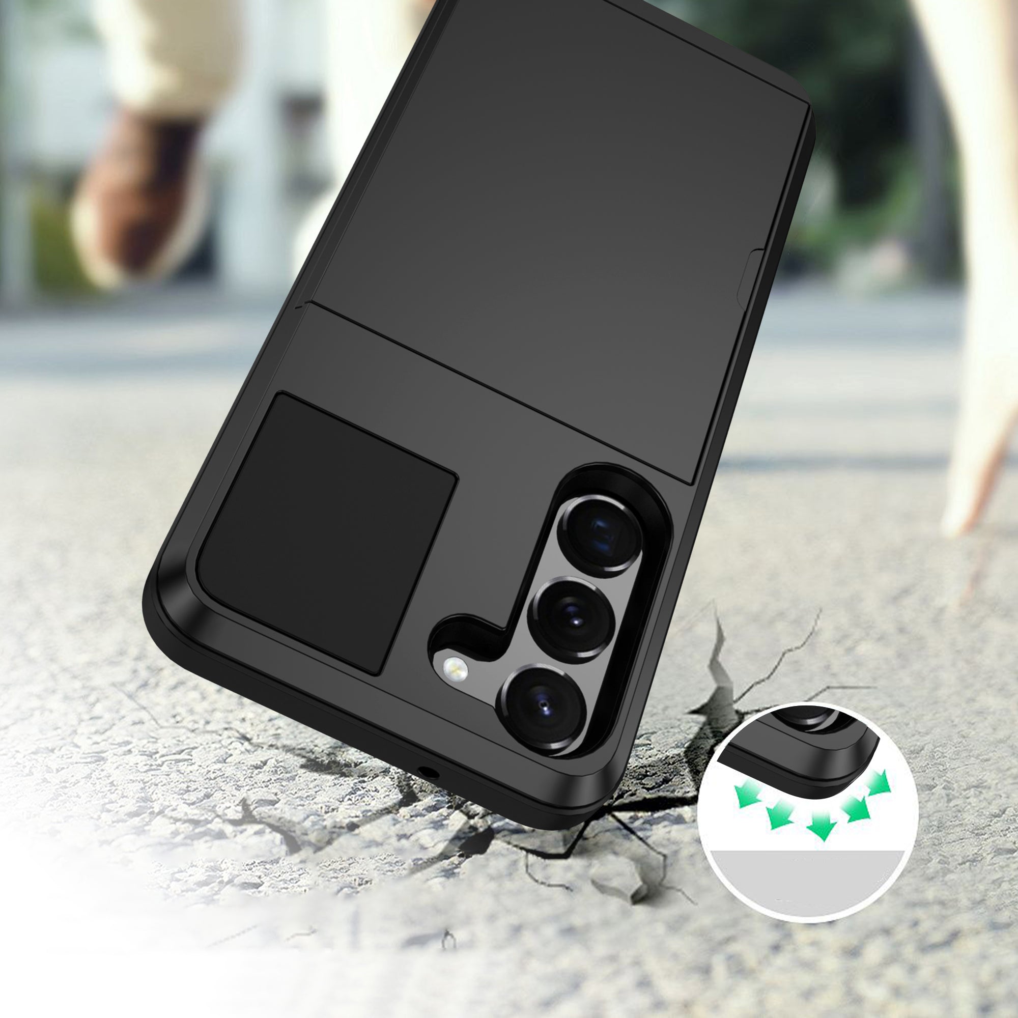 Sliding Card Slot Phone Cover for Samsung Galaxy S23 PC TPU Anti-scratch Hybrid Case