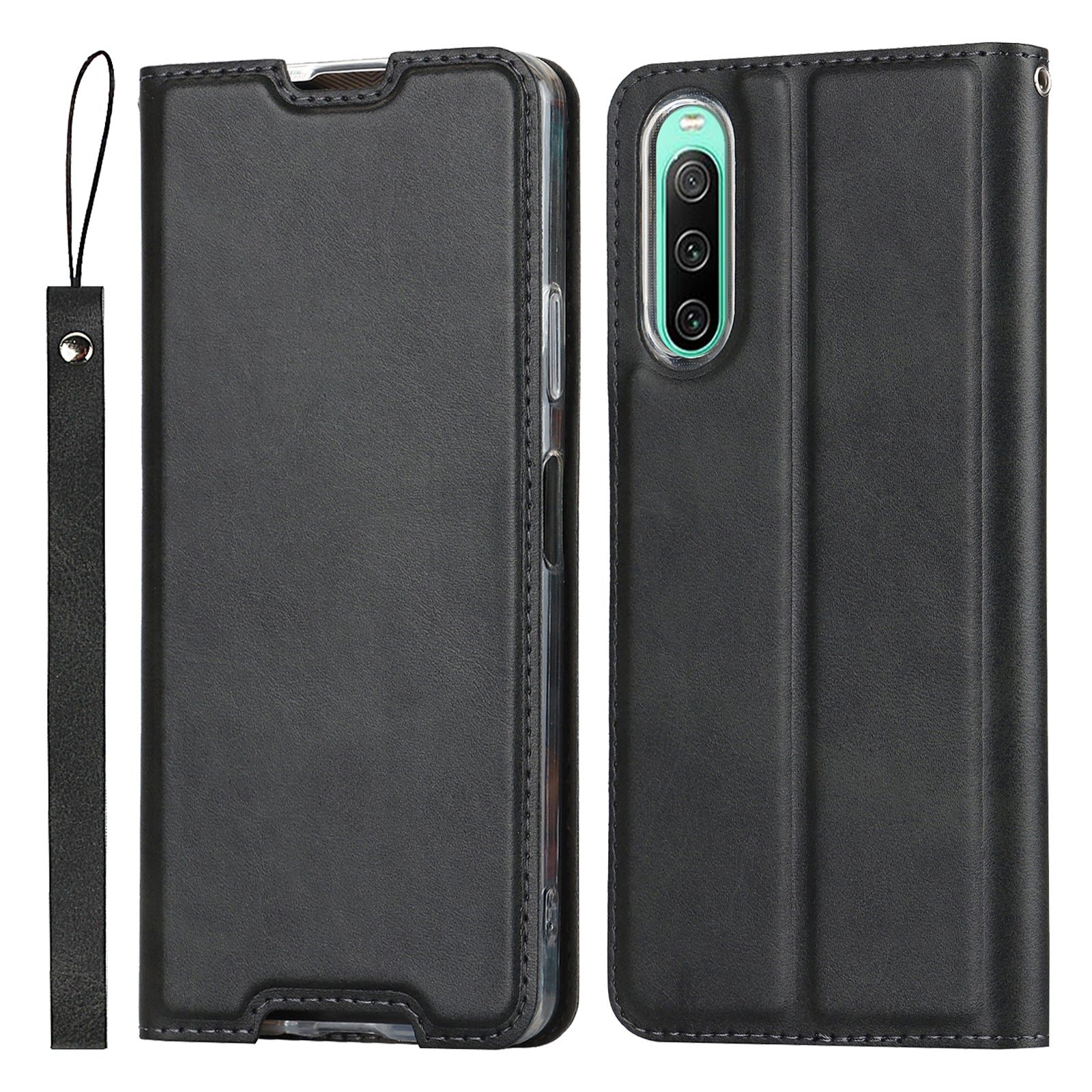 PU Leather Phone Case For Sony Xperia 10 IV 5G Calf Texture Cell Phone Cover with Card Holder Stand