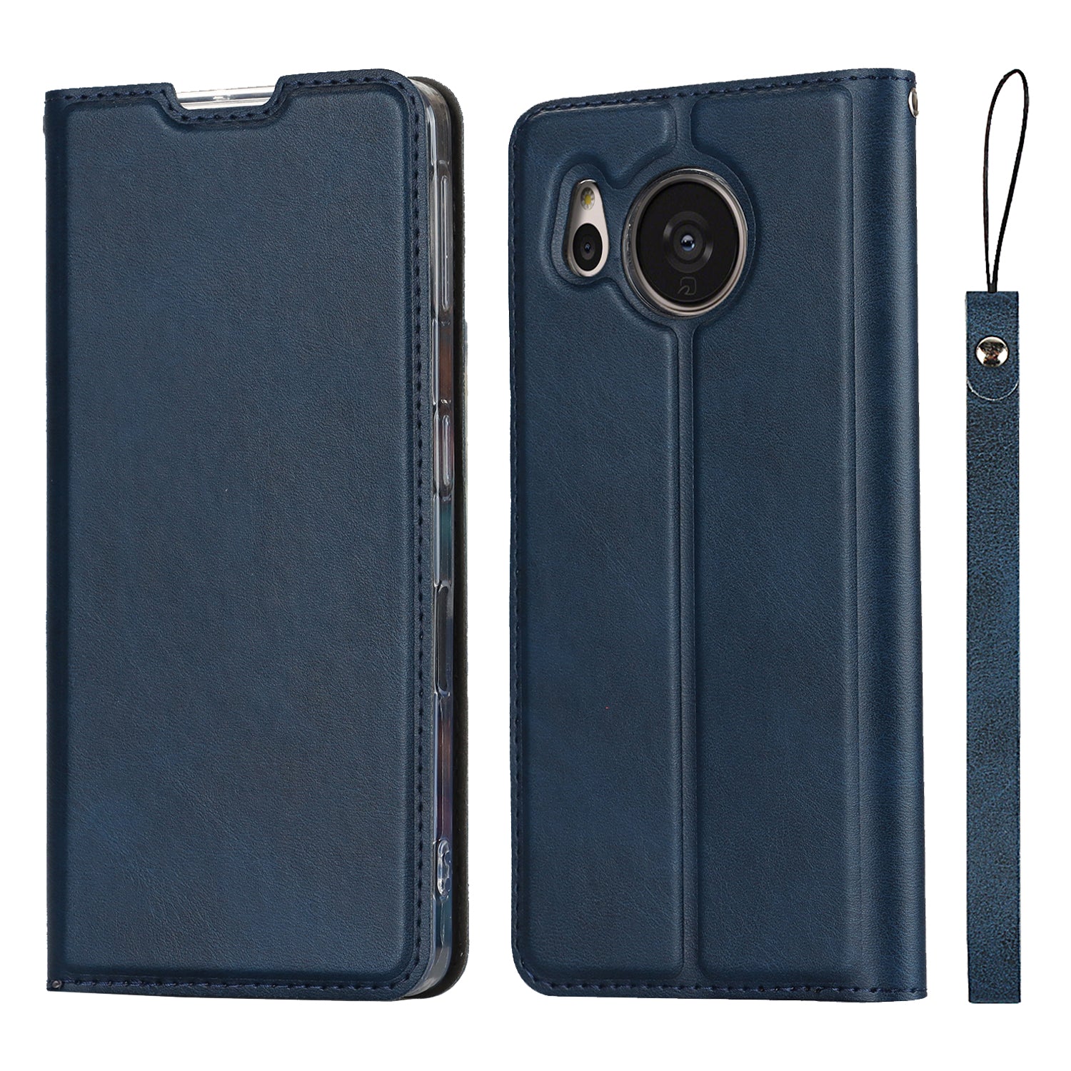 Cell Phone Cover For Sharp Aquos Sense 7 Calf Textured Anti-drop Anti-scratch Phone Case Stand with Card Slot