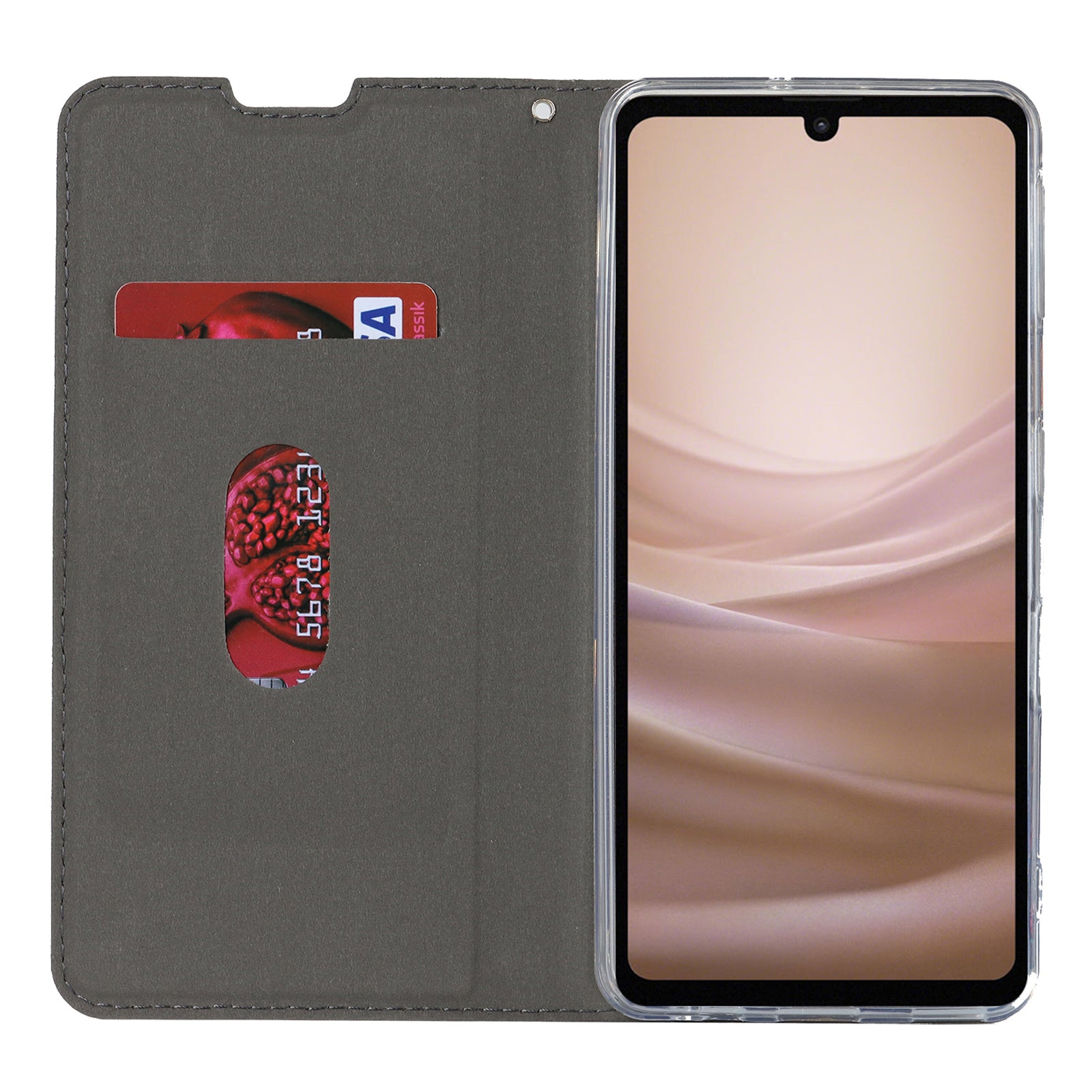 Cell Phone Cover For Sharp Aquos Sense 7 Calf Textured Anti-drop Anti-scratch Phone Case Stand with Card Slot