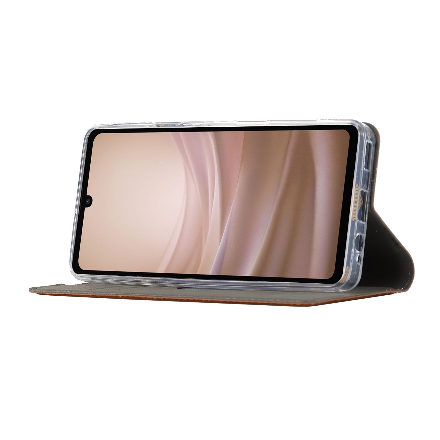 Cell Phone Cover For Sharp Aquos Sense 7 Calf Textured Anti-drop Anti-scratch Phone Case Stand with Card Slot