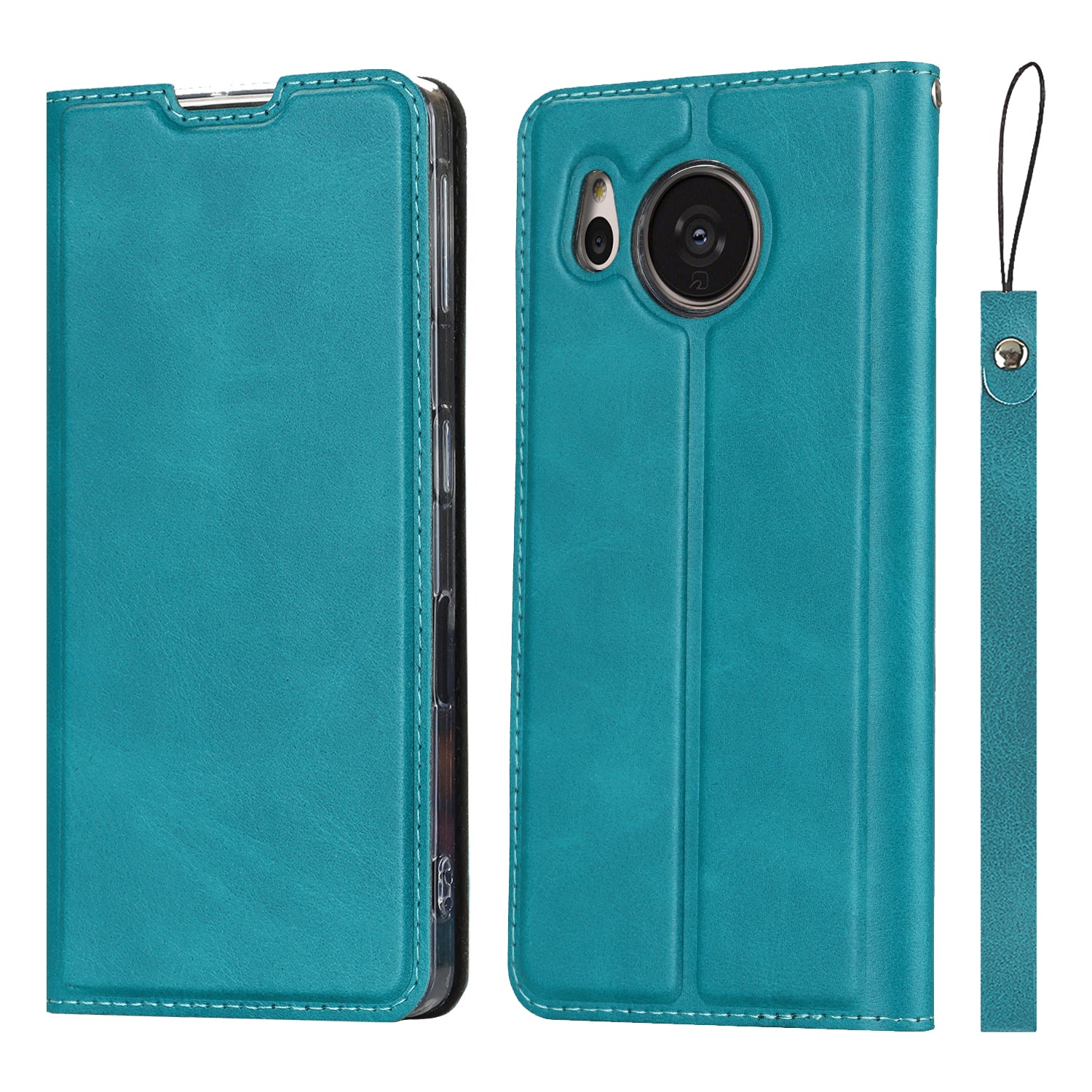 Cell Phone Cover For Sharp Aquos Sense 7 Calf Textured Anti-drop Anti-scratch Phone Case Stand with Card Slot