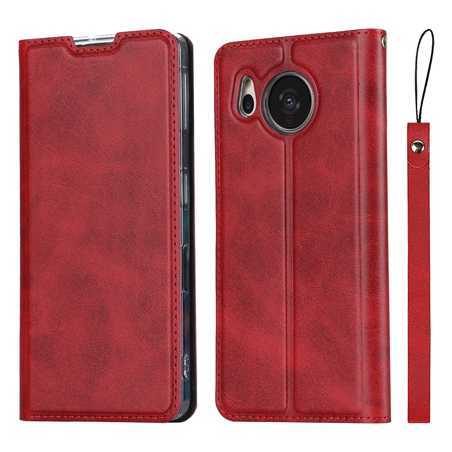 Cell Phone Cover For Sharp Aquos Sense 7 Calf Textured Anti-drop Anti-scratch Phone Case Stand with Card Slot