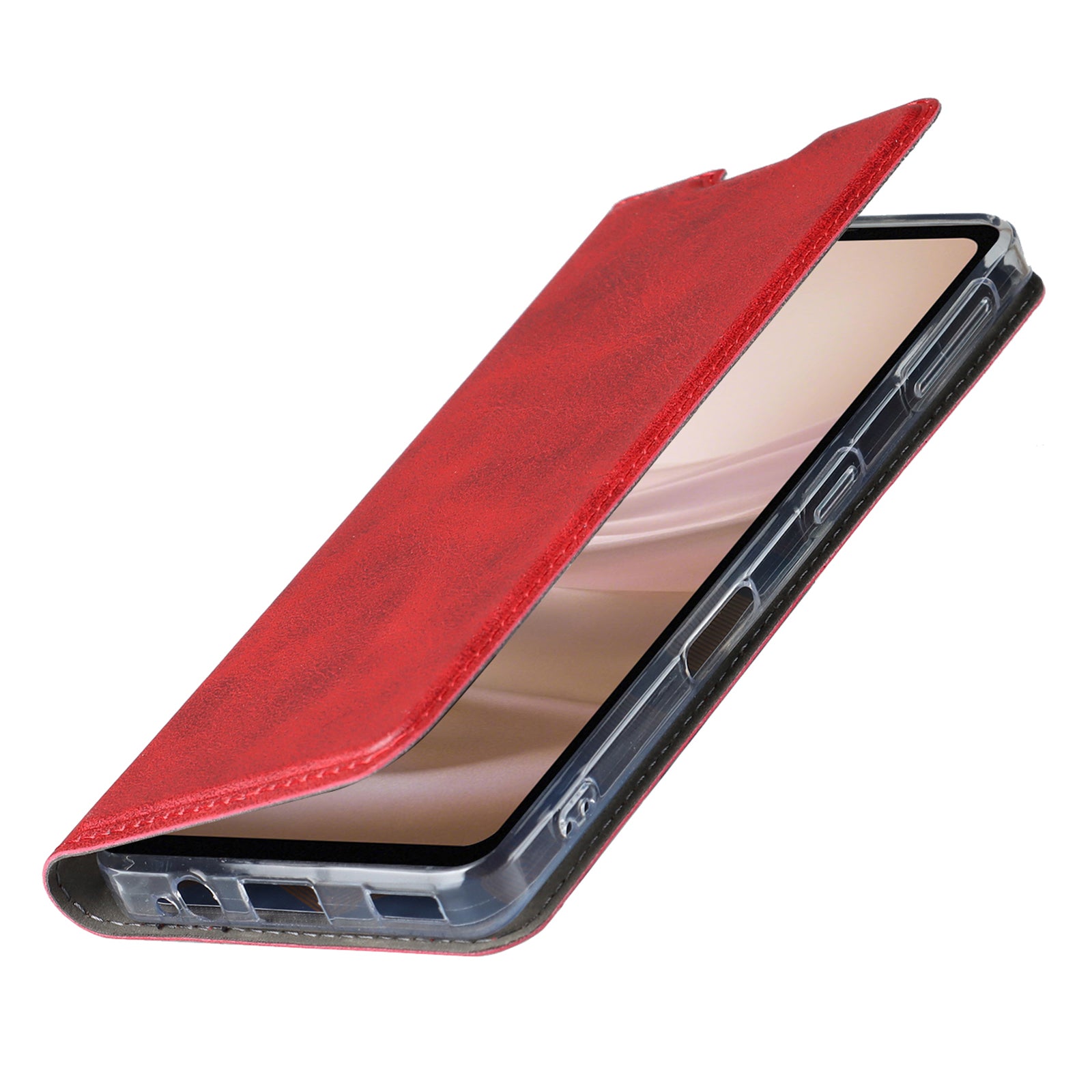 Cell Phone Cover For Sharp Aquos Sense 7 Calf Textured Anti-drop Anti-scratch Phone Case Stand with Card Slot