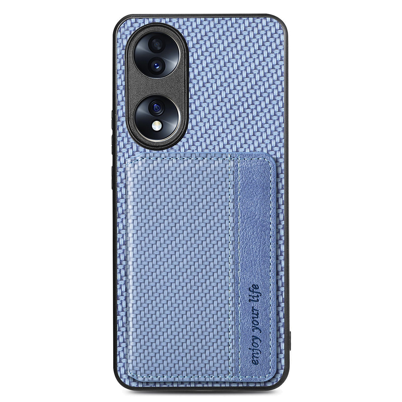 Protective Phone Case For Honor 70 5G Carbon Fiber Texture Magnetic Phone Cover with Wallet Kickstand