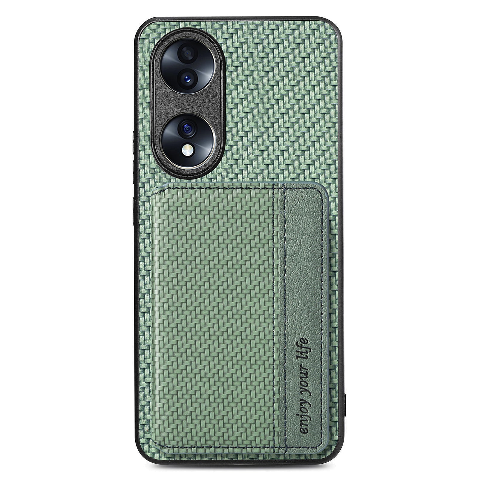 Protective Phone Case For Honor 70 5G Carbon Fiber Texture Magnetic Phone Cover with Wallet Kickstand