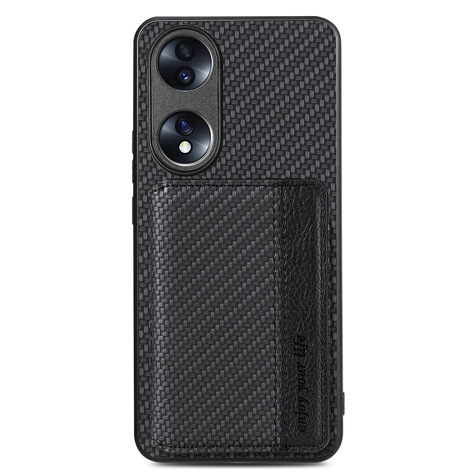 Protective Phone Case For Honor 70 5G Carbon Fiber Texture Magnetic Phone Cover with Wallet Kickstand