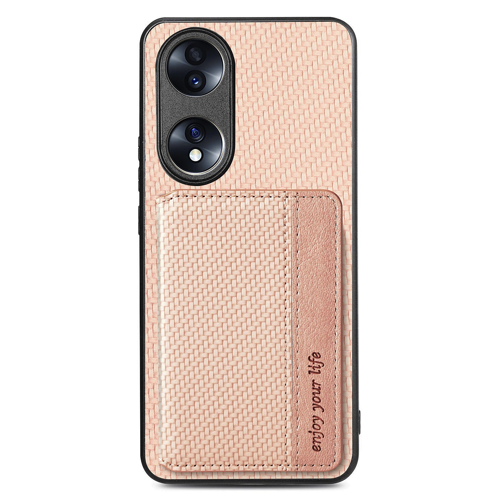 Protective Phone Case For Honor 70 5G Carbon Fiber Texture Magnetic Phone Cover with Wallet Kickstand
