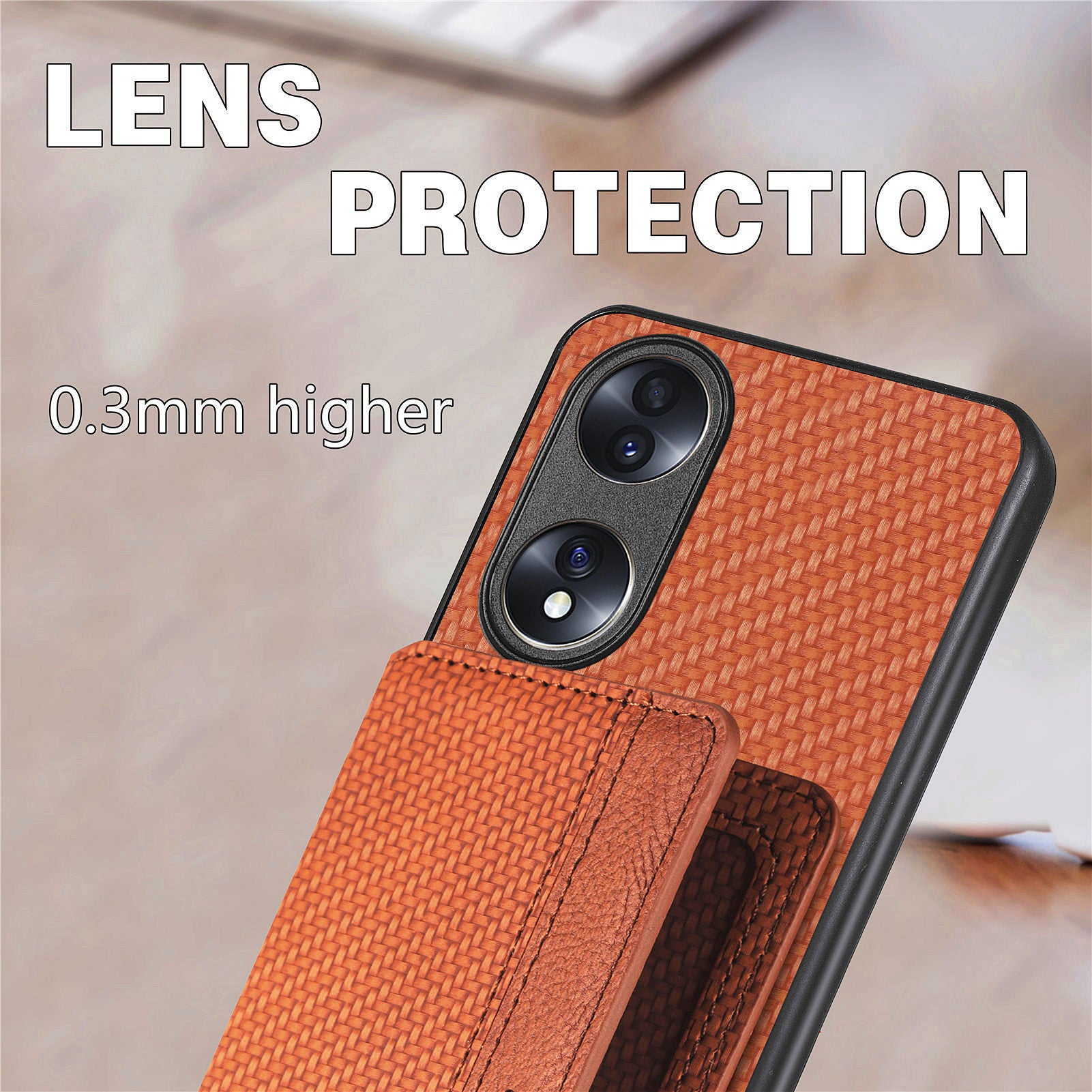 Protective Phone Case For Honor 70 5G Carbon Fiber Texture Magnetic Phone Cover with Wallet Kickstand