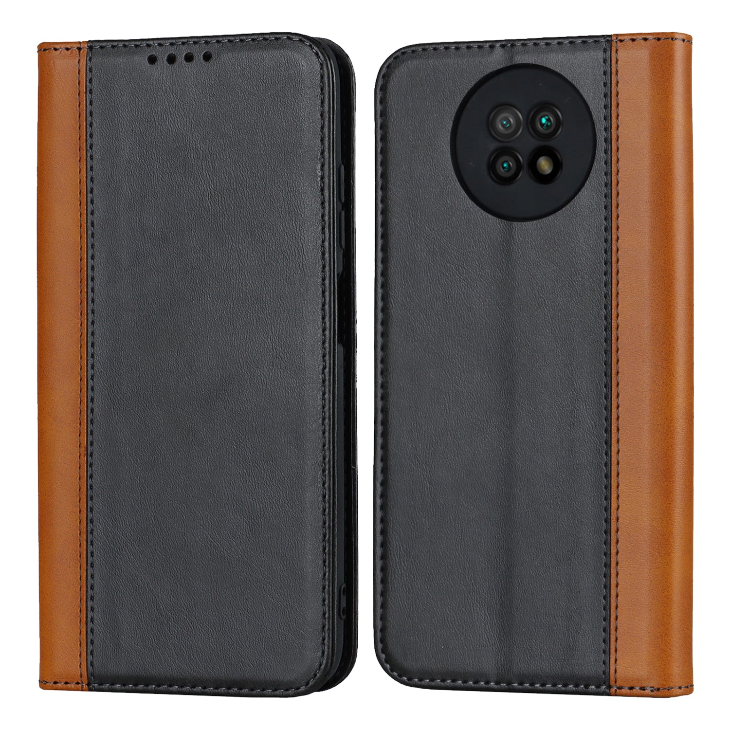 For Xiaomi Redmi Note 9 5G Note 9T 5G PU Leather Wallet Phone Case Bi-color Splicing Calf Texture Stand Flip Phone Cover