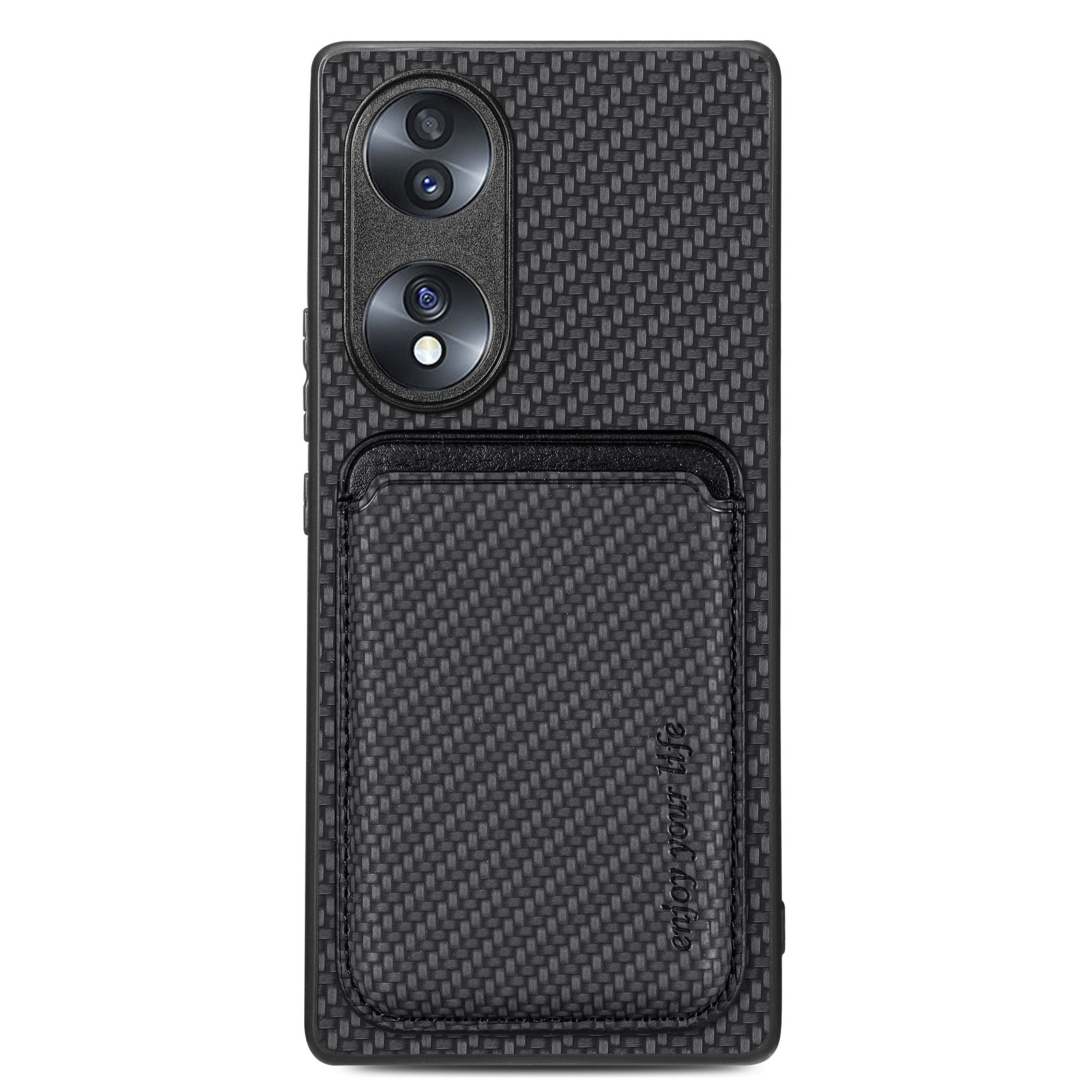 Anti-drop Phone Case For Honor 70 5G Detachable Magnetic Card Holder Carbon Fiber Texture Cell Phone Cover
