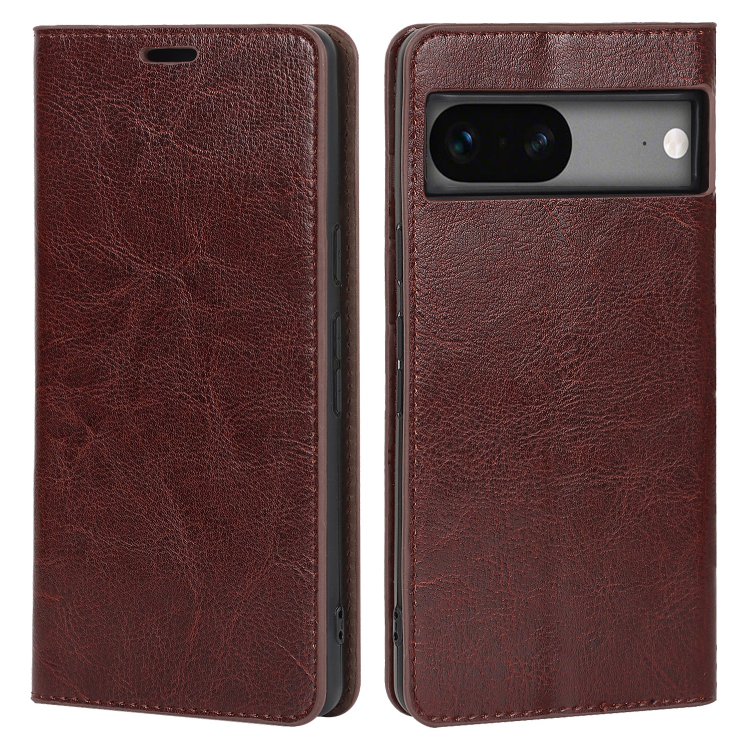 Genuine Leather Phone Cover For Google Pixel 7a Crazy Horse Texture Magnetic Anti-drop Phone Case with Stand Wallet
