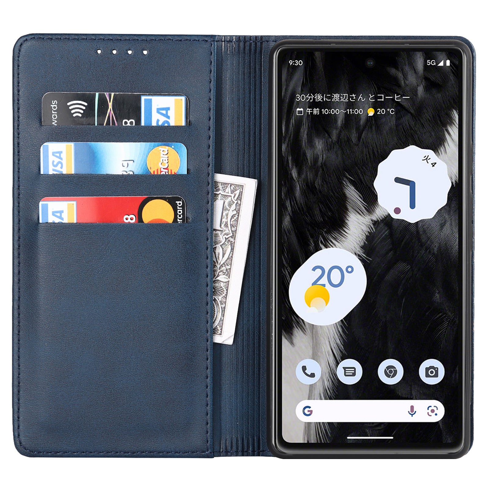For Google Pixel 7a Anti-drop Phone Cover Calf Texture PU Leather Protective Phone Case with Stand Wallet
