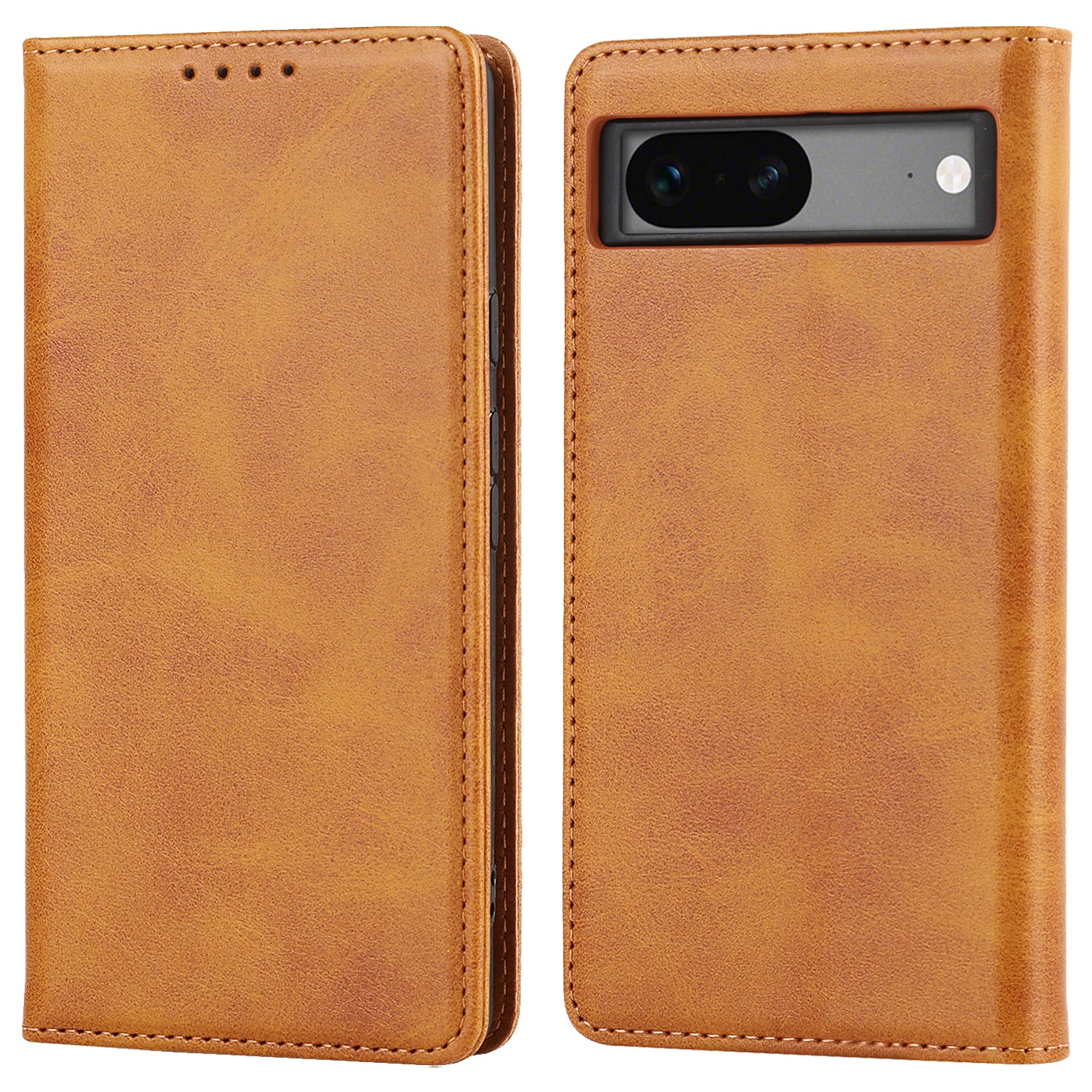 For Google Pixel 7a Anti-drop Phone Cover Calf Texture PU Leather Protective Phone Case with Stand Wallet