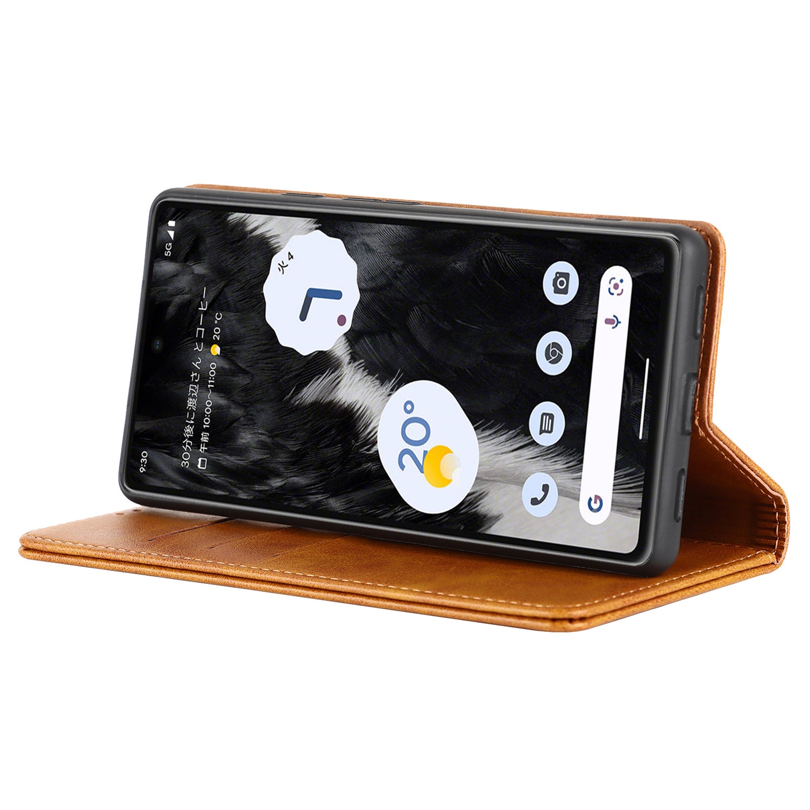 For Google Pixel 7a Anti-drop Phone Cover Calf Texture PU Leather Protective Phone Case with Stand Wallet