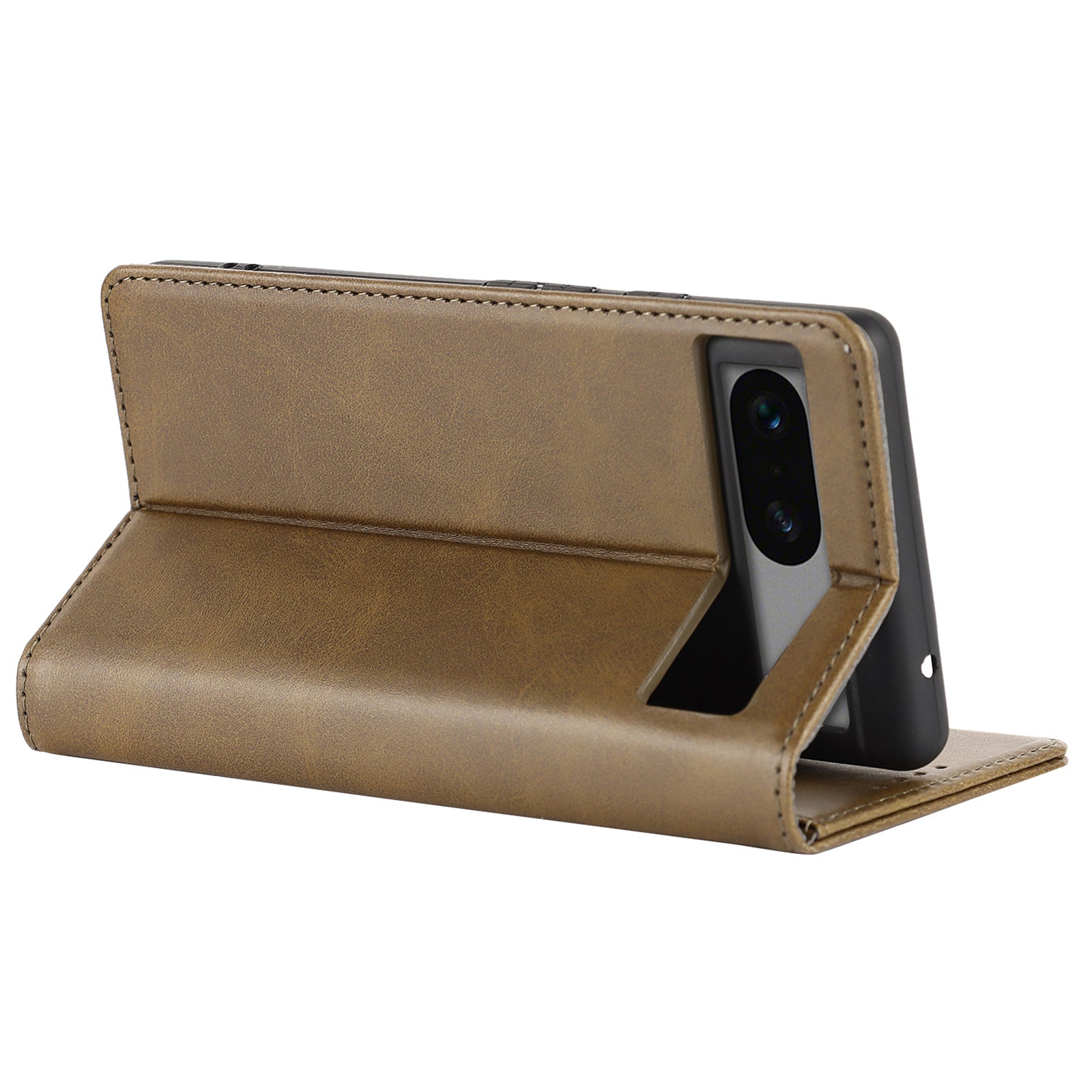 For Google Pixel 7a Anti-drop Phone Cover Calf Texture PU Leather Protective Phone Case with Stand Wallet