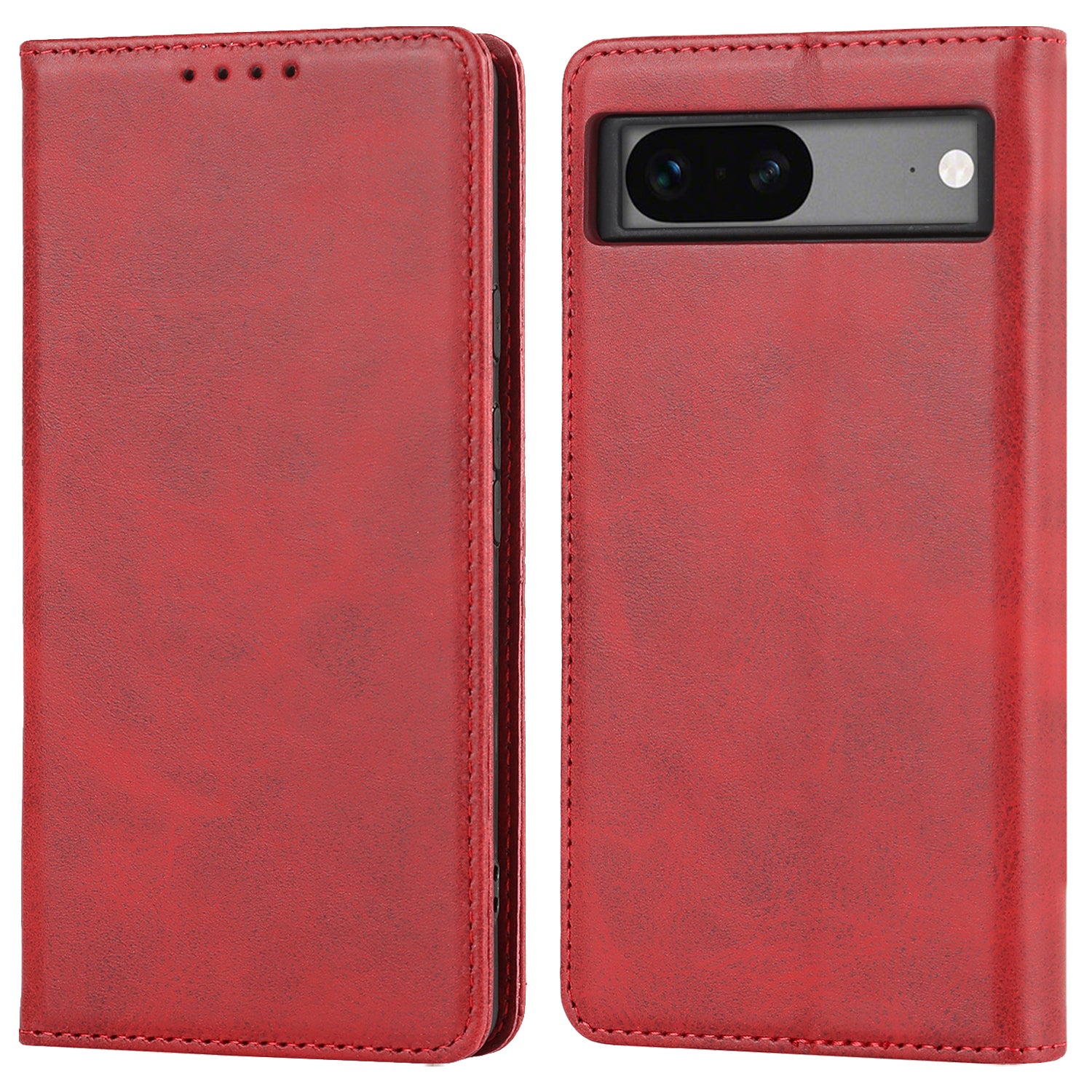 For Google Pixel 7a Anti-drop Phone Cover Calf Texture PU Leather Protective Phone Case with Stand Wallet