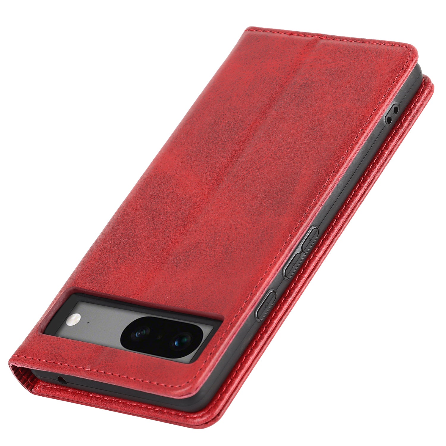 For Google Pixel 7a Anti-drop Phone Cover Calf Texture PU Leather Protective Phone Case with Stand Wallet