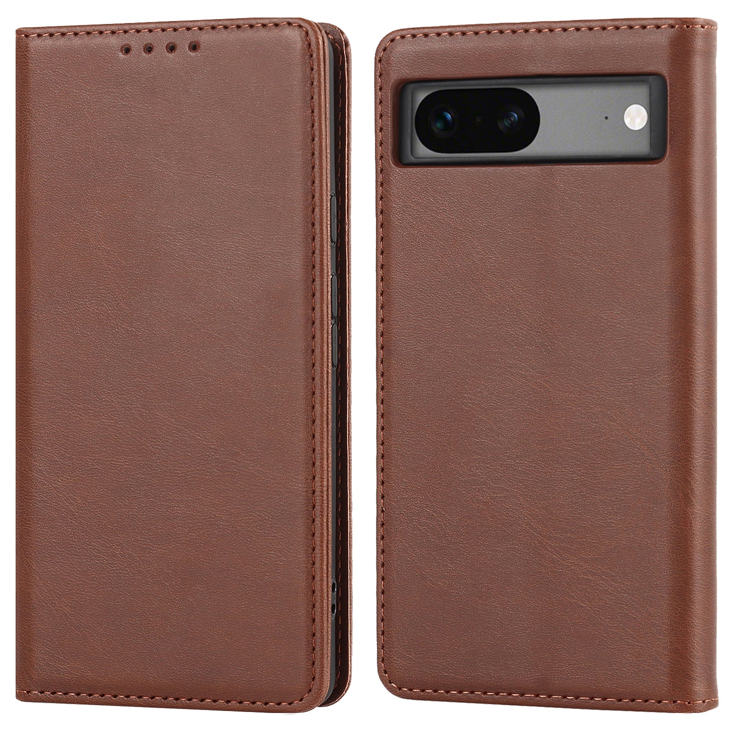 For Google Pixel 7a Anti-drop Phone Cover Calf Texture PU Leather Protective Phone Case with Stand Wallet