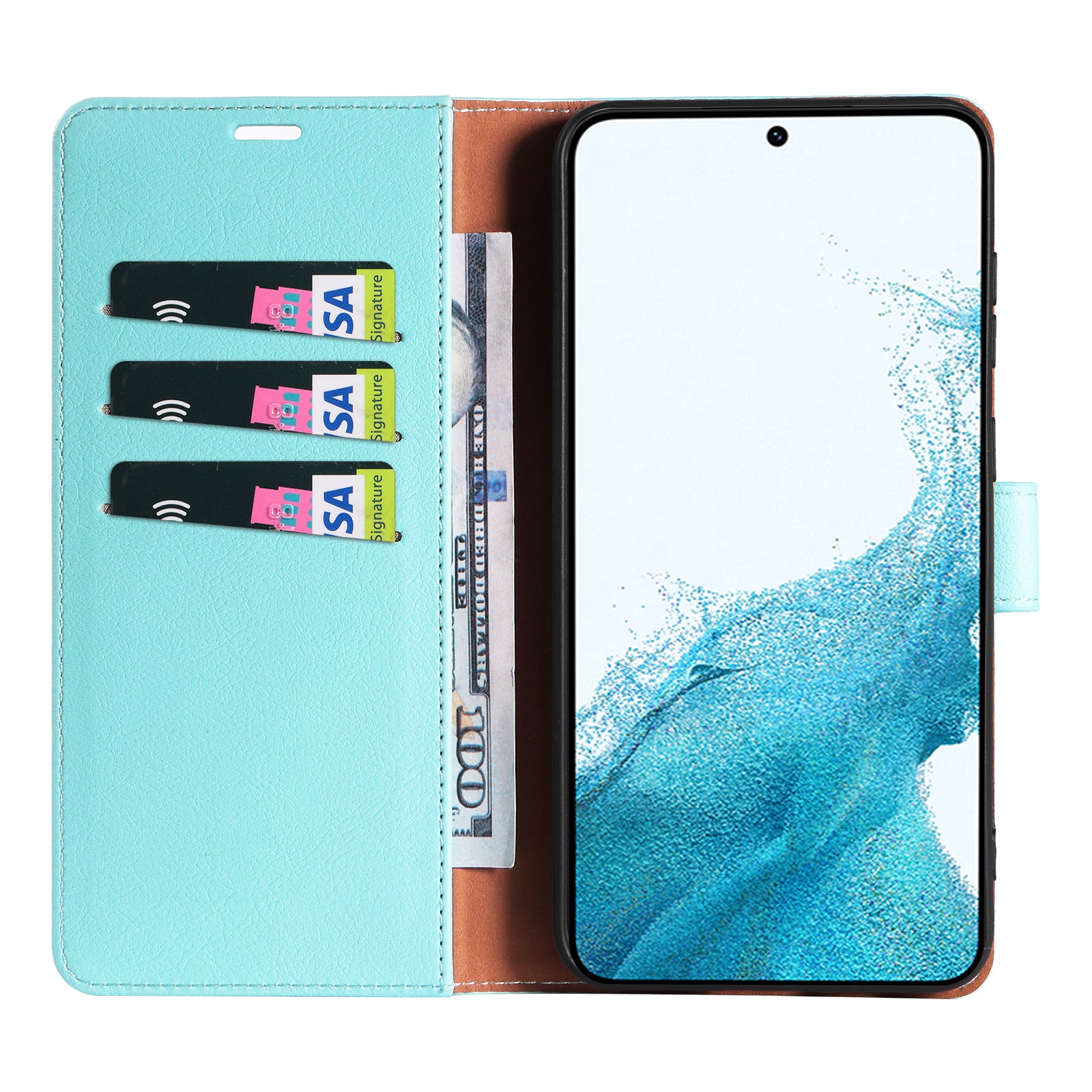 PU Leather Phone Case for Samsung Galaxy S23 Wallet RFID Blocking Stand Magnetic Closure Phone Cover