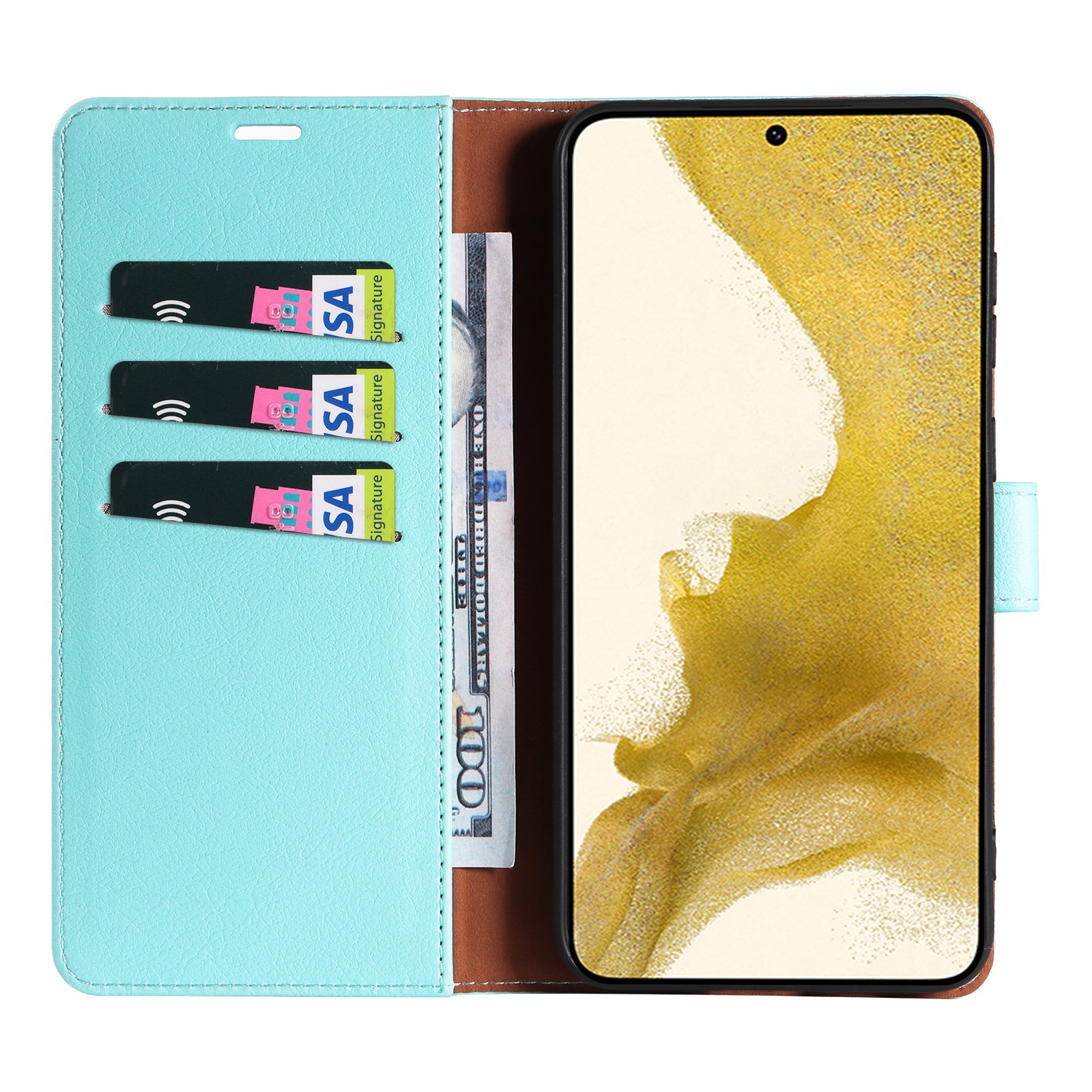 PU Leather Case for Samsung Galaxy S23 RFID Blocking Stand Wallet Magnetic Closure Phone Cover