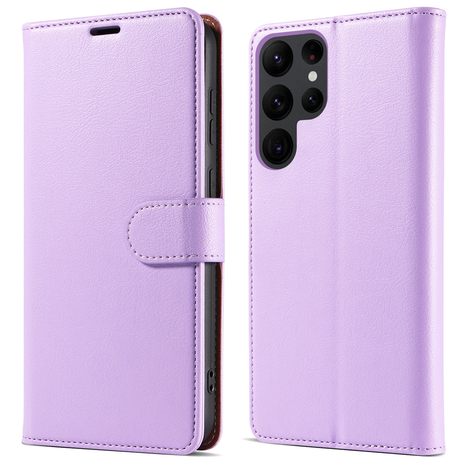 PU Leather Case for Samsung Galaxy S23 Ultra RFID Blocking Stand Wallet Anti-fall Magnetic Closure Phone Cover