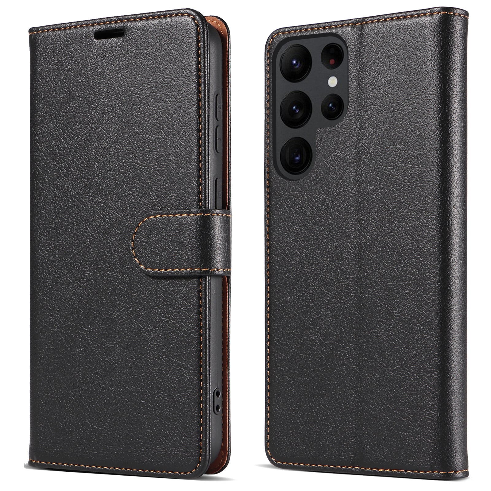 PU Leather Case for Samsung Galaxy S23 Ultra RFID Blocking Stand Wallet Anti-fall Magnetic Closure Phone Cover