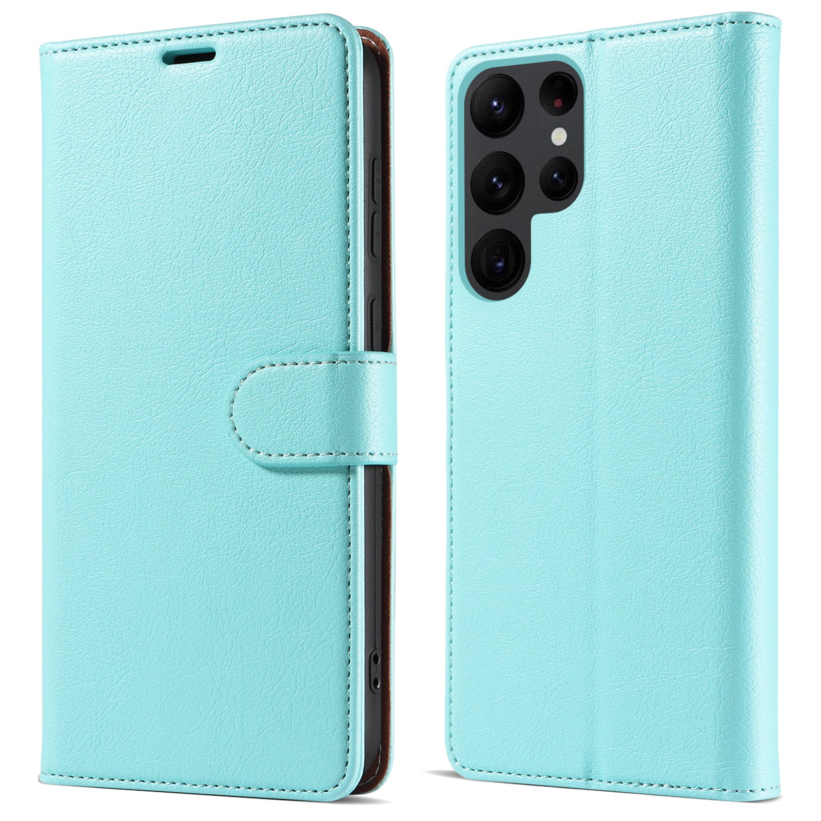 PU Leather Case for Samsung Galaxy S23 Ultra RFID Blocking Stand Wallet Anti-fall Magnetic Closure Phone Cover