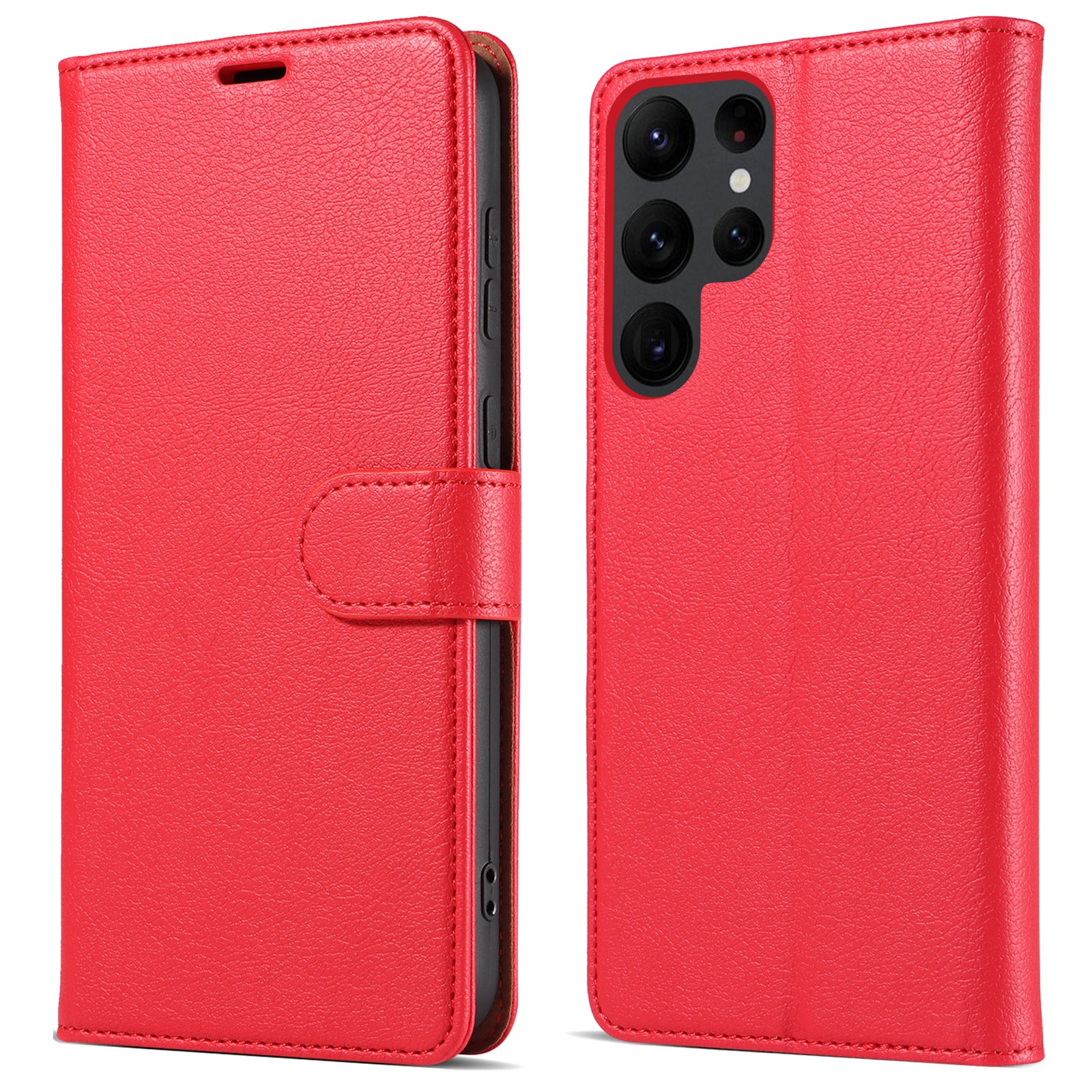 PU Leather Case for Samsung Galaxy S23 Ultra RFID Blocking Stand Wallet Anti-fall Magnetic Closure Phone Cover