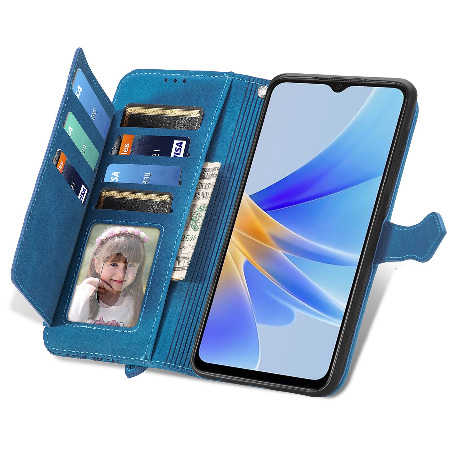 For Oppo A17 4G A17k 4G Shockproof Phone Cover Flower Imprinted PU Leather Protective Mobile Phone Case with Wallet Stand