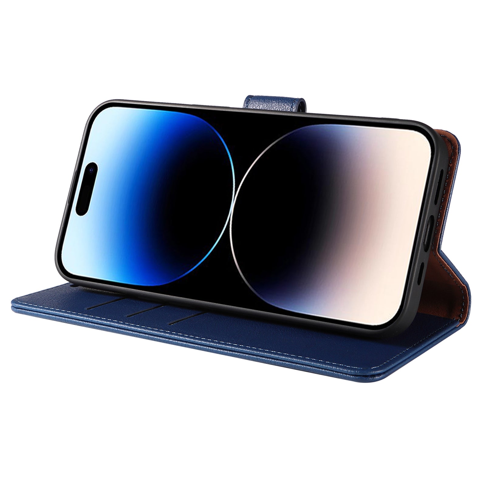 PU Leather Case for iPhone 14 Pro RFID Blocking Stand Wallet Shockproof Magnetic Closure Phone Cover