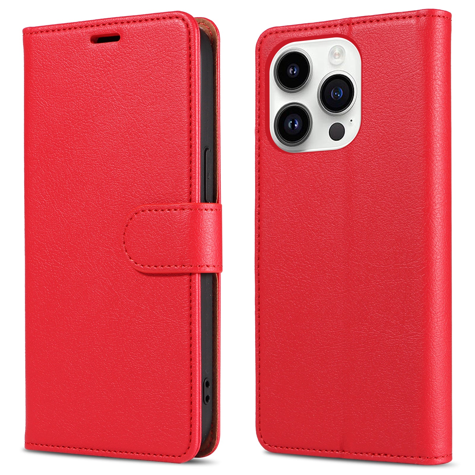 PU Leather Case for iPhone 14 Pro RFID Blocking Stand Wallet Shockproof Magnetic Closure Phone Cover