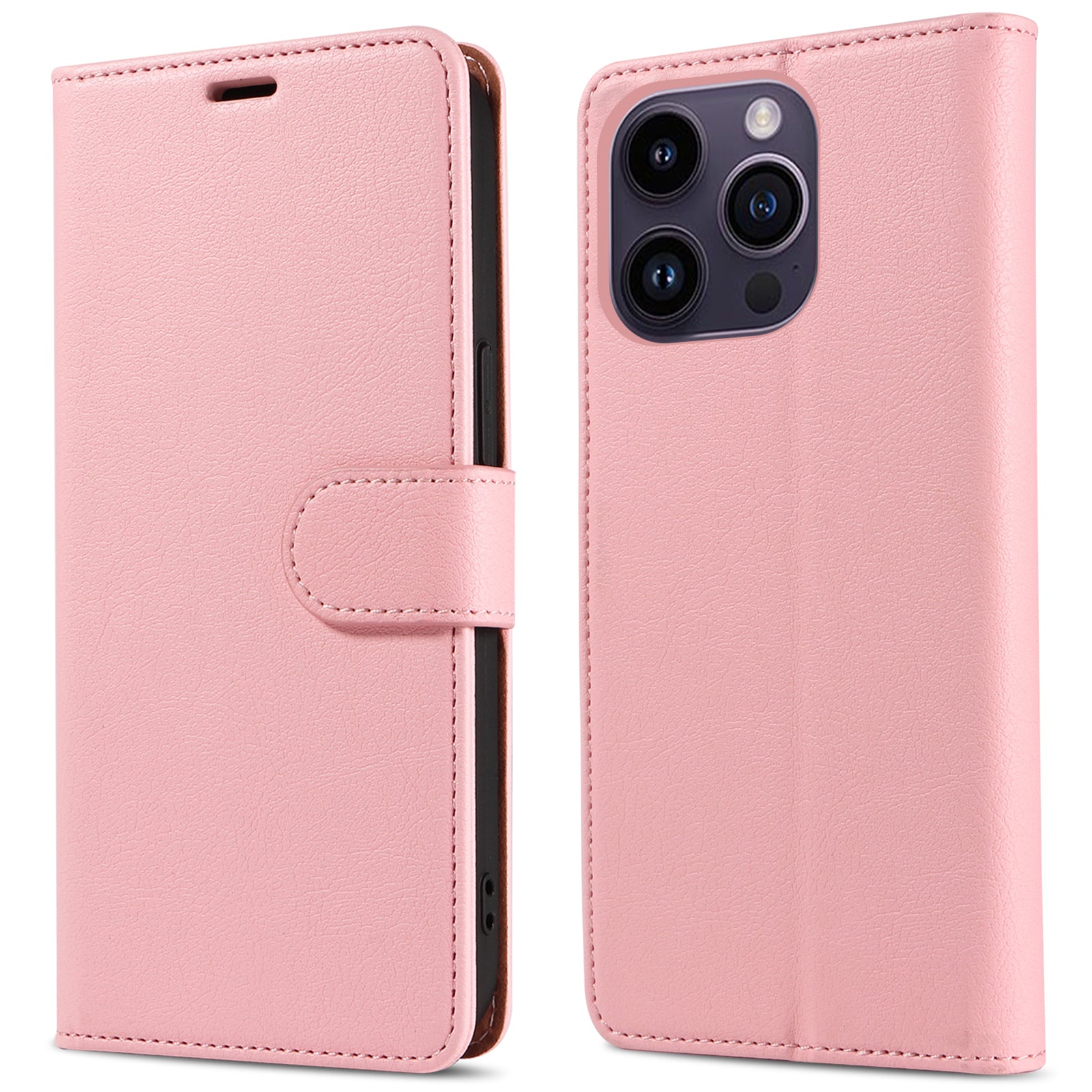 PU Leather Case for iPhone 14 Pro Max, RFID Blocking Stand Wallet Drop Resistant Magnetic Closure Phone Cover - Red