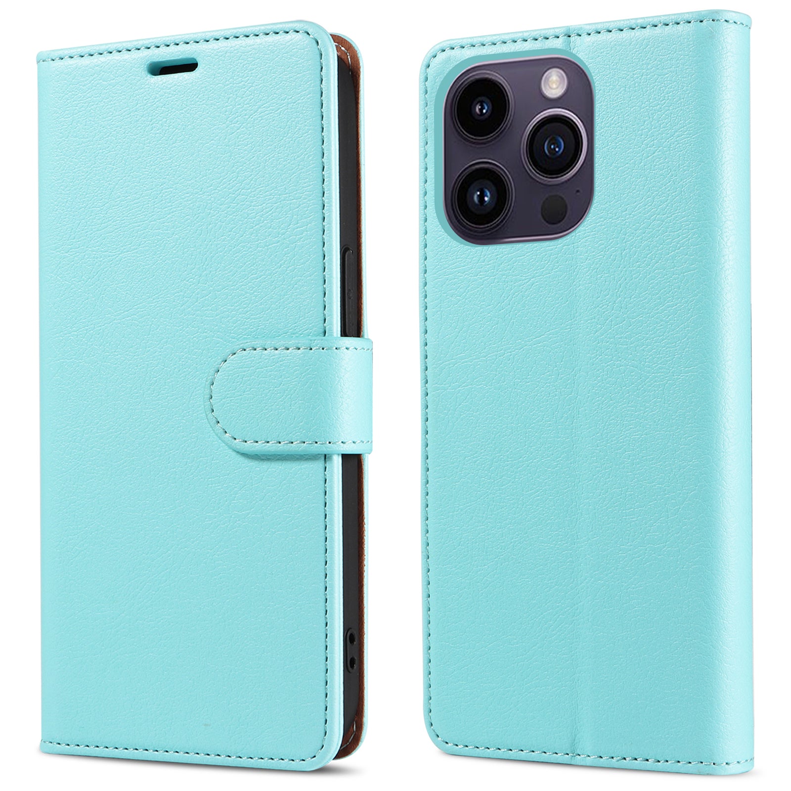 PU Leather Case for iPhone 14 Pro Max, RFID Blocking Stand Wallet Drop Resistant Magnetic Closure Phone Cover - Red