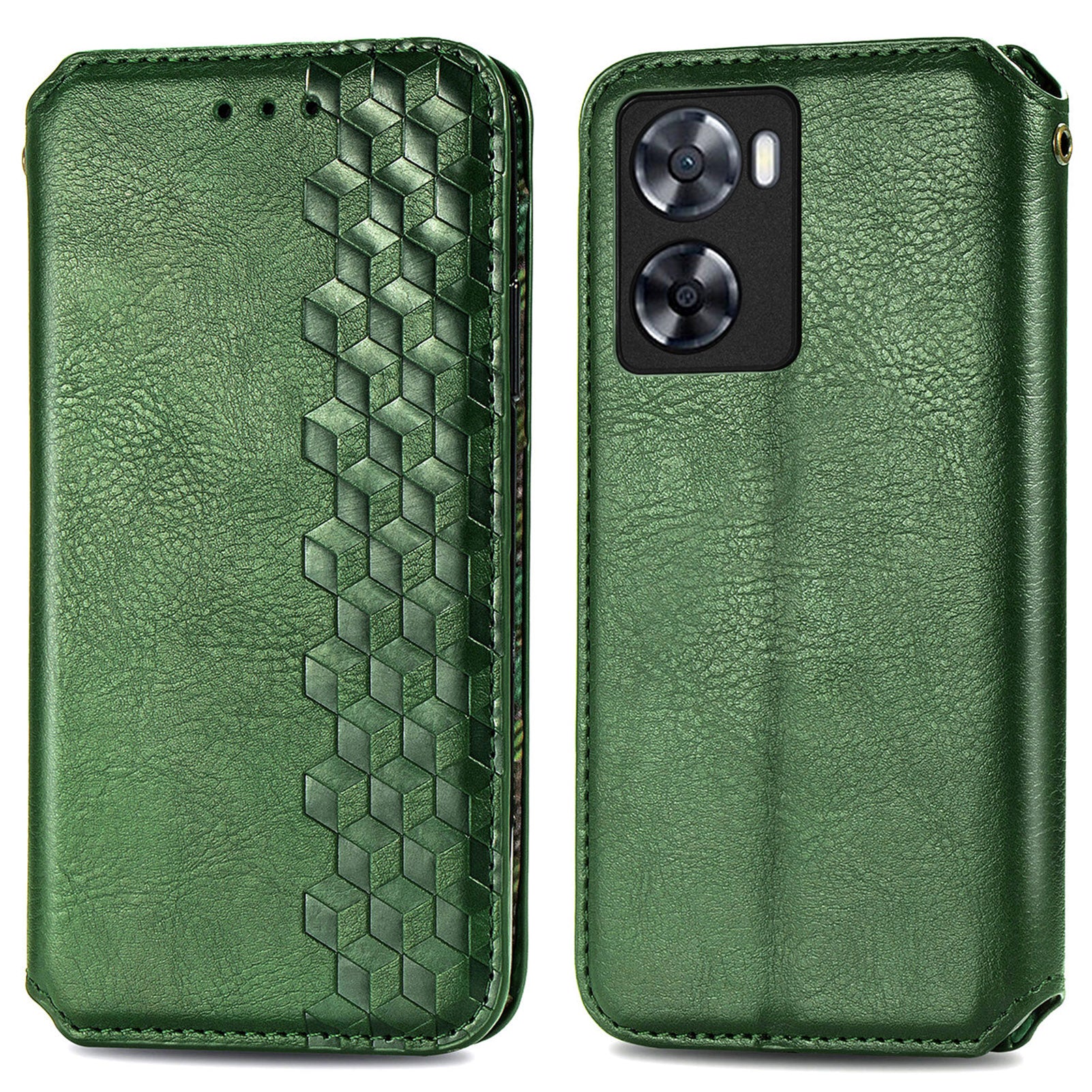 For Oppo A57 4G Imprinting Rhombus Magnetic Auto-Absorbed Flip Leather Phone Case Stand Wallet Anti-drop Cover