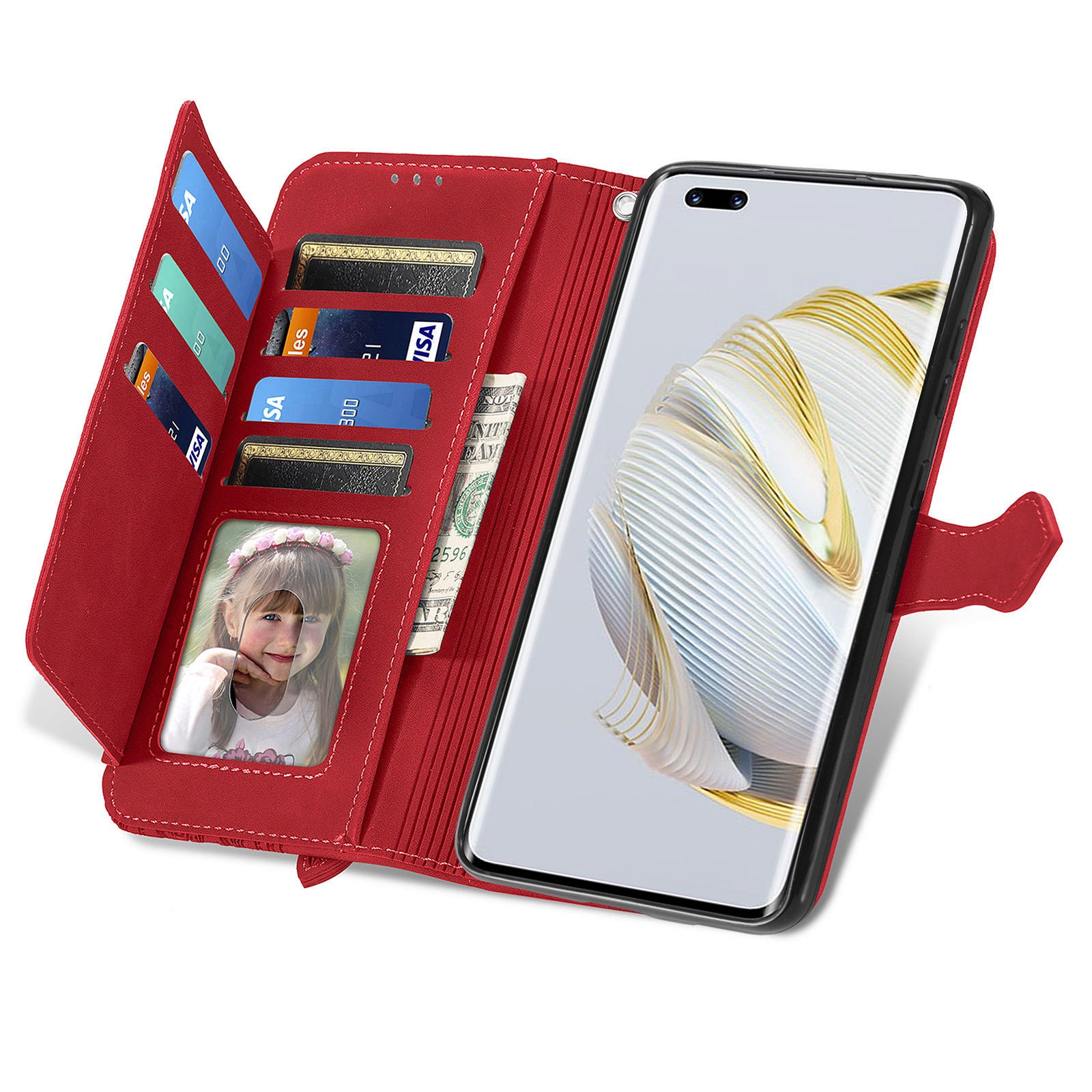 Pro Huawei nova 10 Pro 4G květinový vzor s potiskem PU kůže obal na mobil zip kapsa design stojánek pouzdro na peněženku