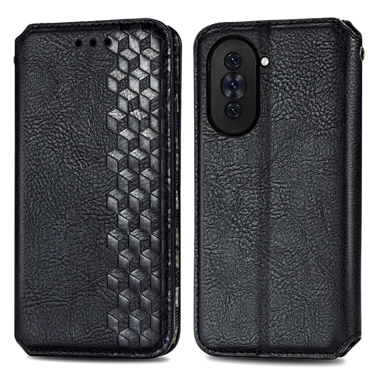 Anti-fall Phone Cover For Huawei nova 10 Pro 4G Magnetic Imprinted Rhombus PU Leather Protective Phone Case with Stand Wallet