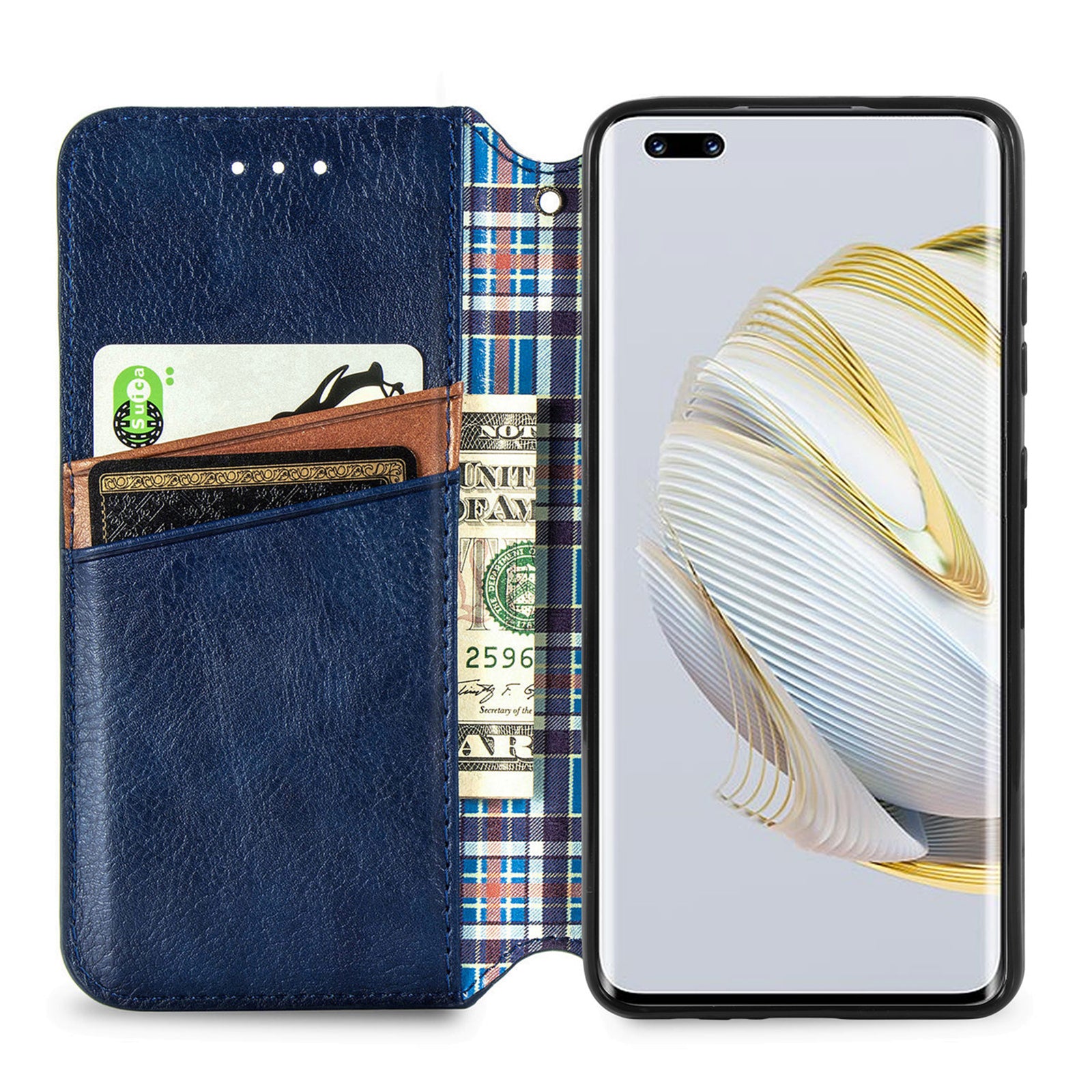 Ochranný kryt na telefon proti pádu pro Huawei nova 10 Pro 4G s magnetickým potiskem kosočtvercový PU kožený ochranný obal na telefon se stojánkem